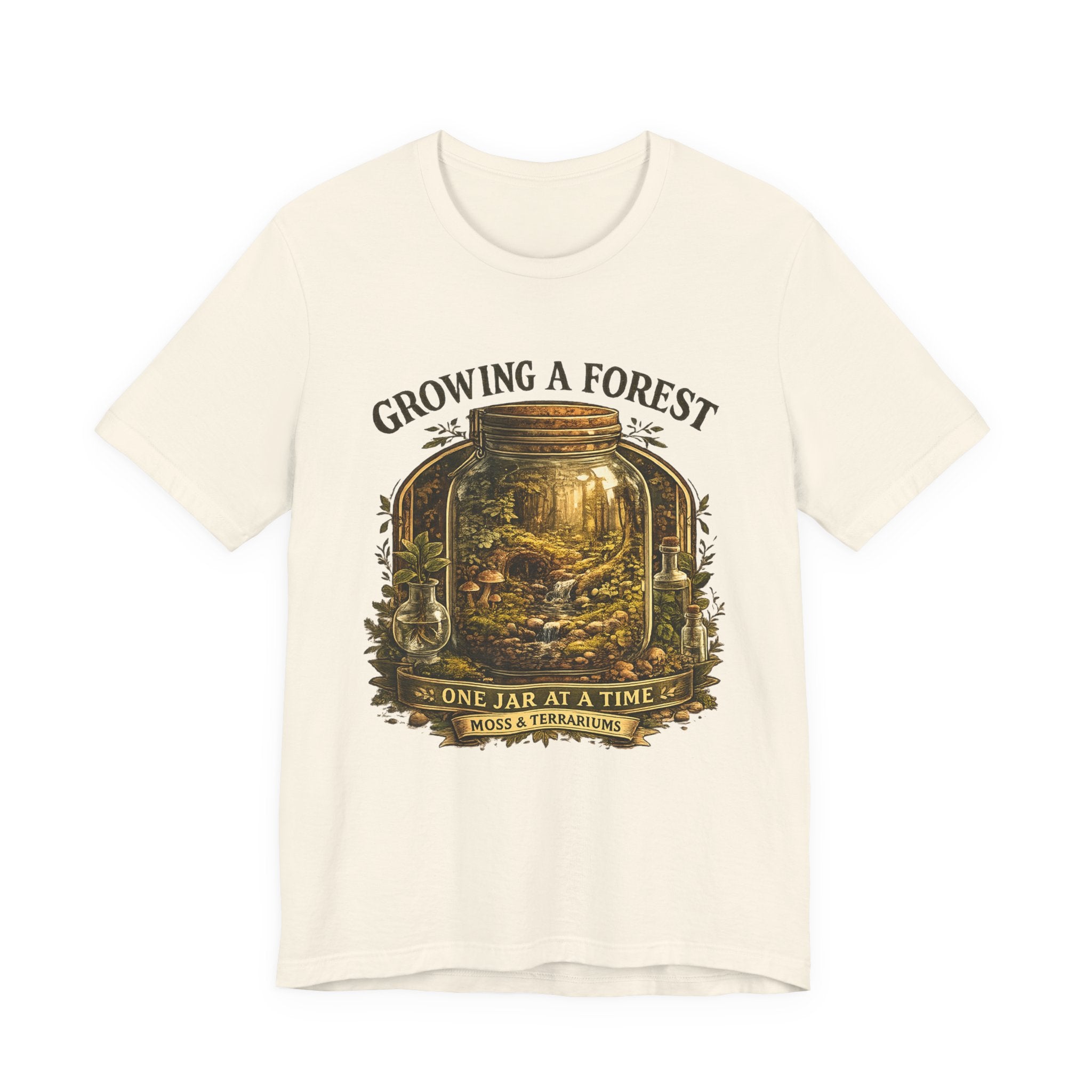 Growing a Forest Jar Tee — "One Jar at a Time" Moss & Terrarium T-Shirt