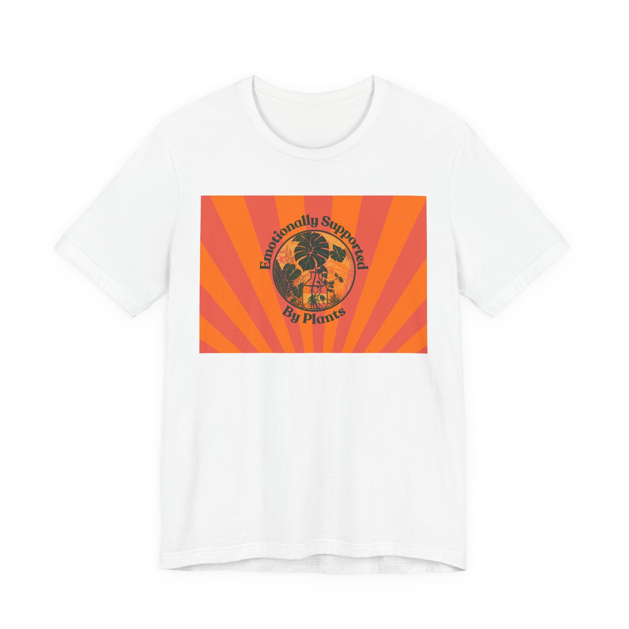 Retro Sunburst Plant Tee — “Emotionally Supported by Plants”