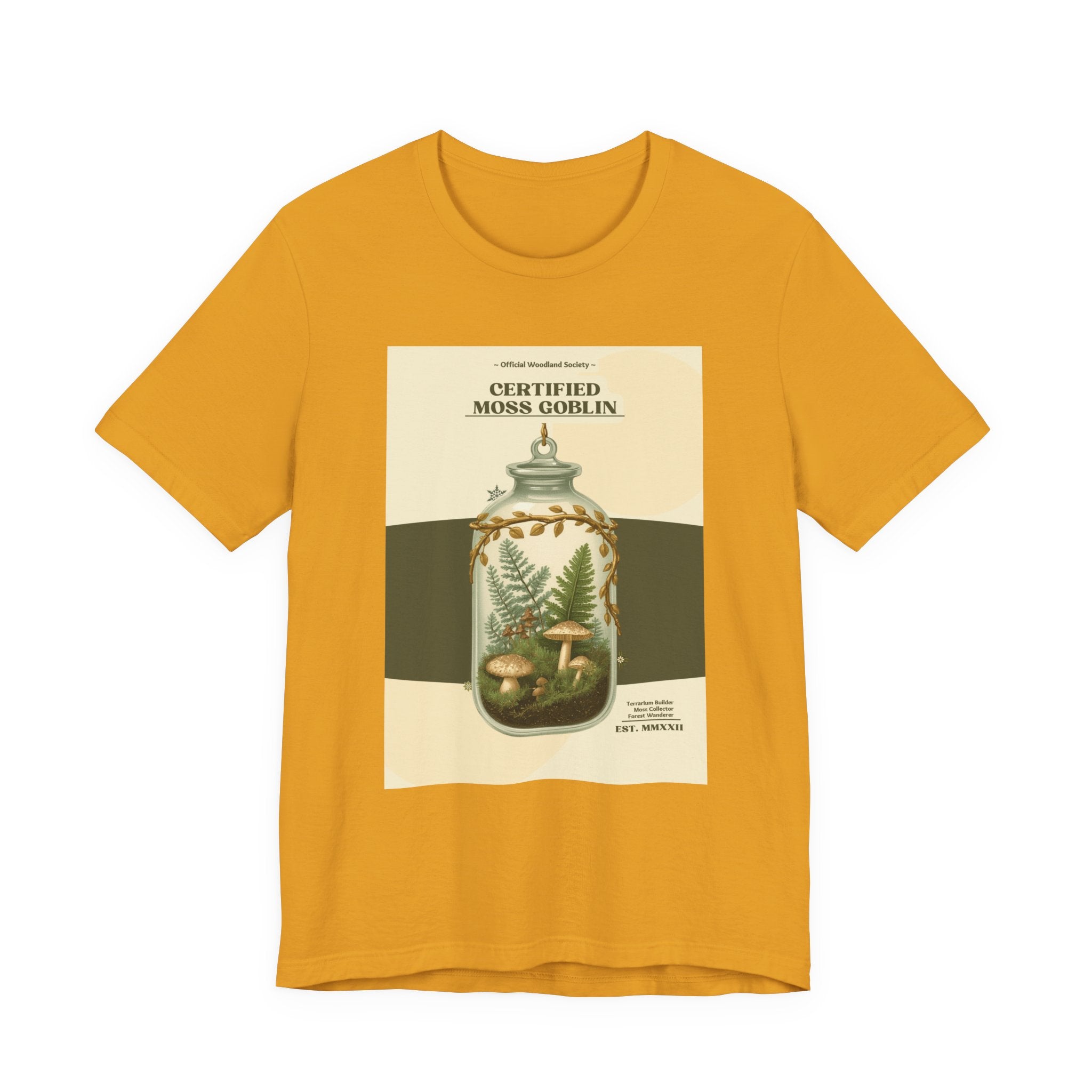 Moss Goblin Tee – 'Certified Moss Goblin' Botanical Jar Graphic T‑Shirt