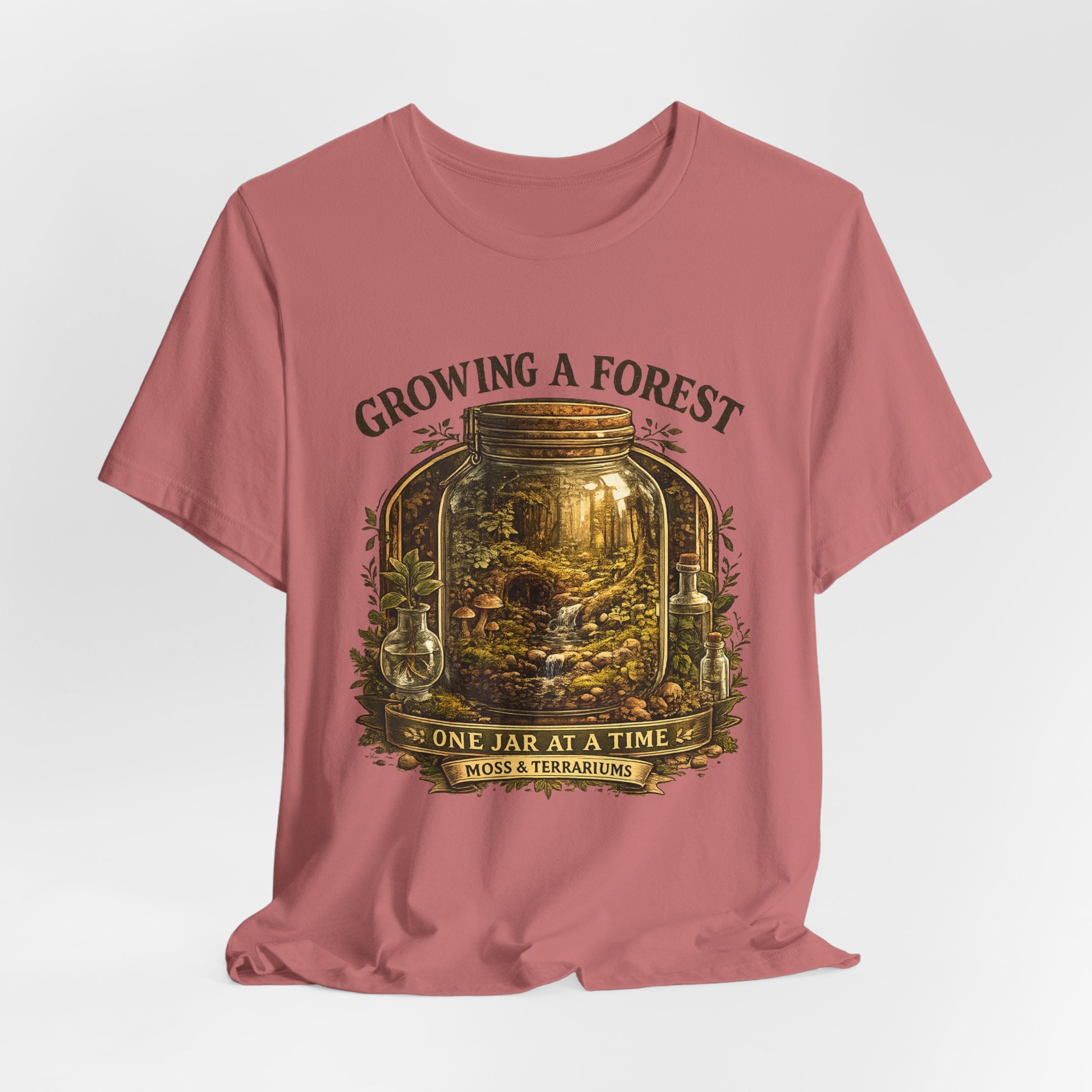 Growing a Forest Jar Tee — "One Jar at a Time" Moss & Terrarium T-Shirt