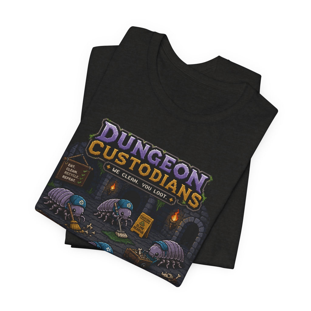 Dungeon Custodians T‑Shirt — Retro Pixel RPG Monsters Gaming Tee