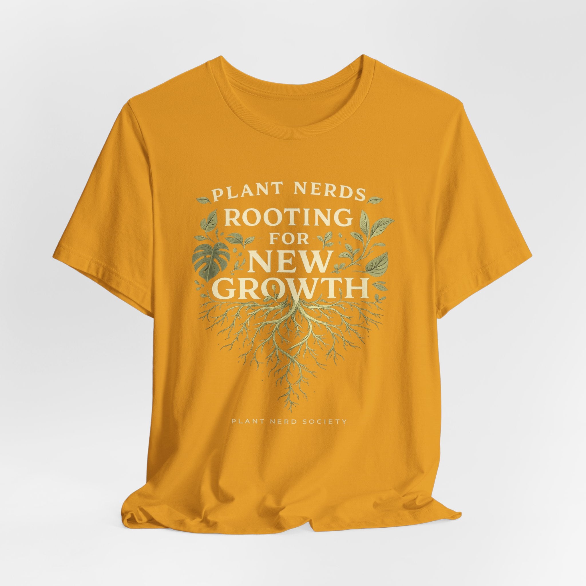 Plant Lovers T‑Shirt — "Plant Nerds Rooting for New Growth" Botanical Roots Tee