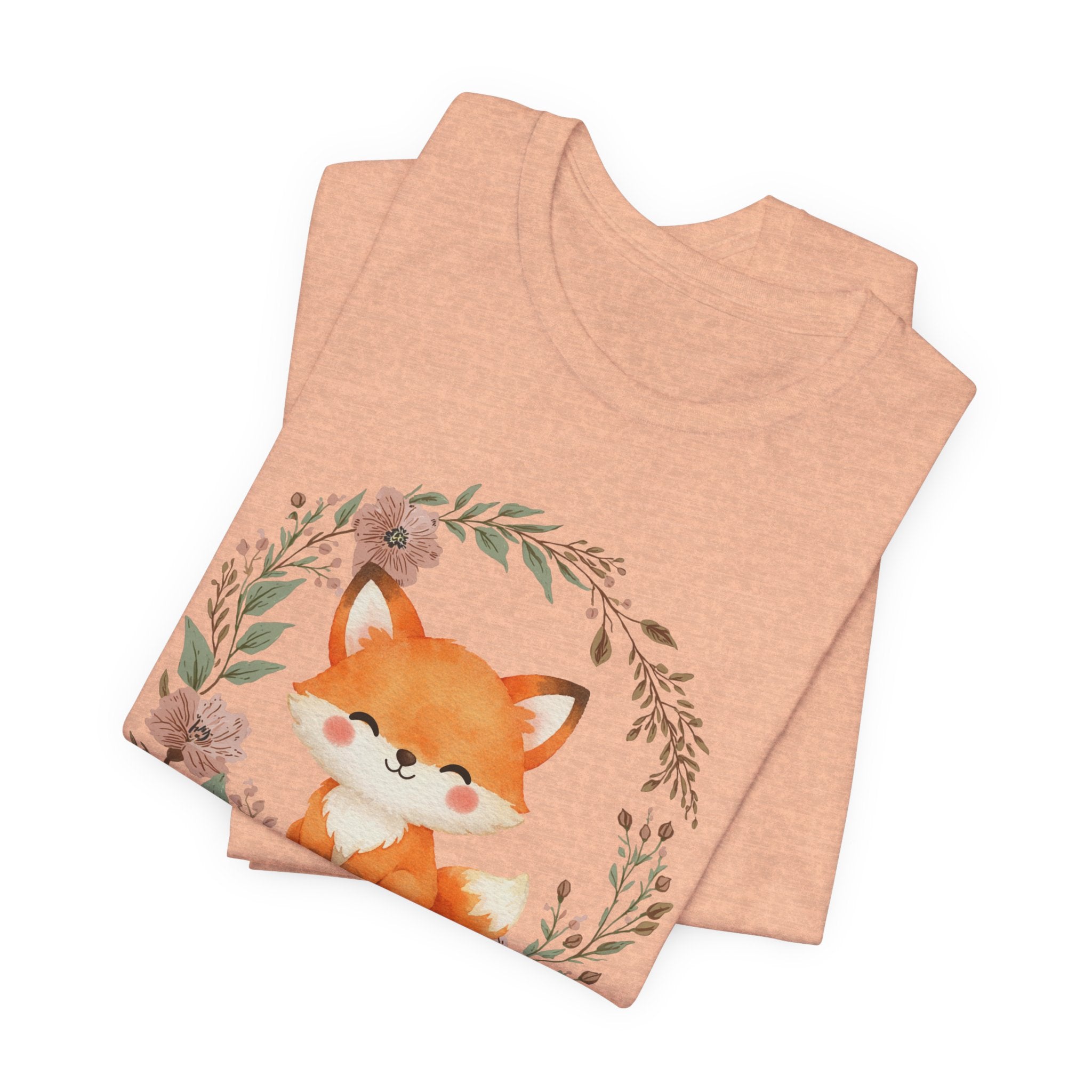 Cute Fox Wreath T-Shirt – Woodland Floral Baby Fox Tee