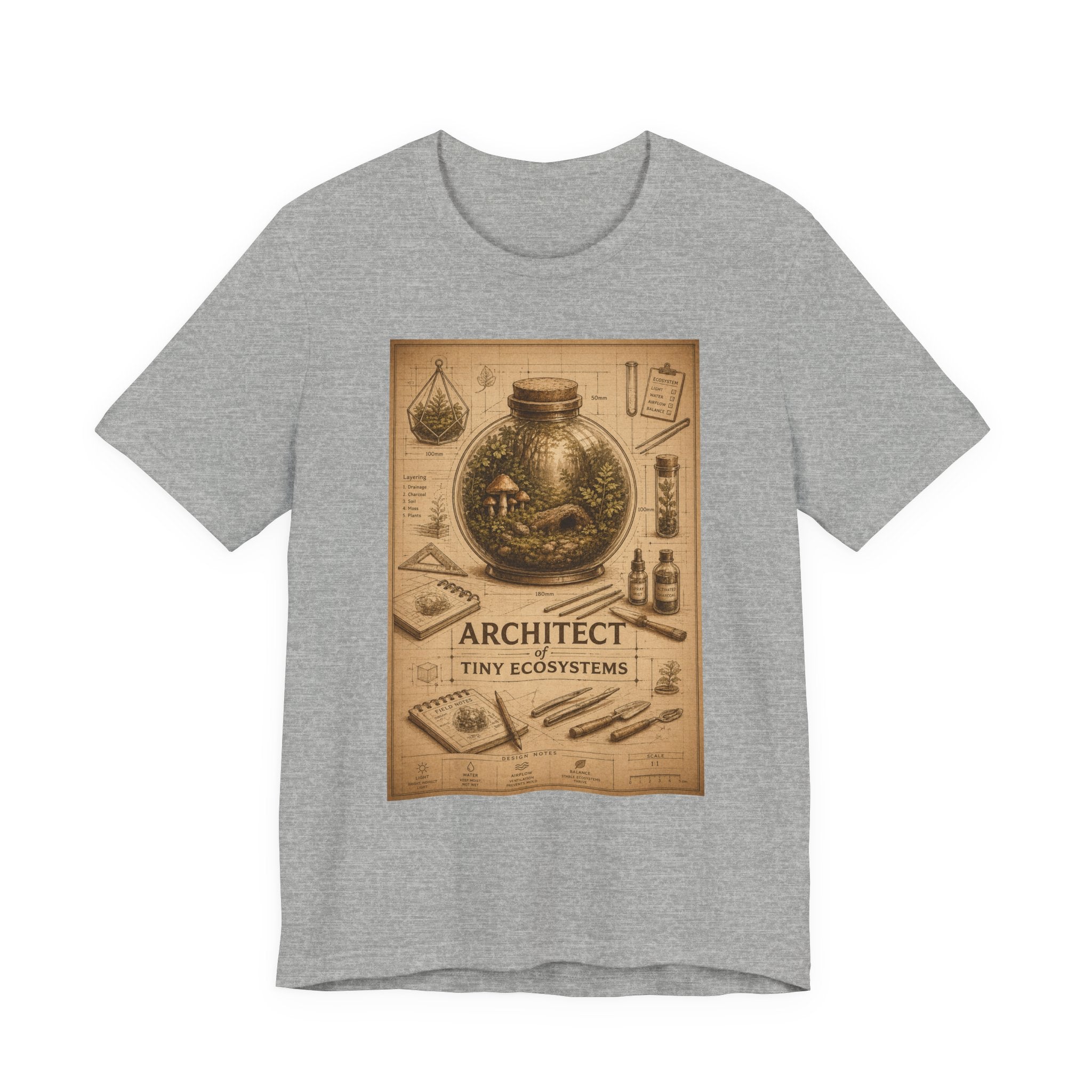 Architect of Tiny Ecosystems T-Shirt — Terrarium Builder Vintage Diagram Tee