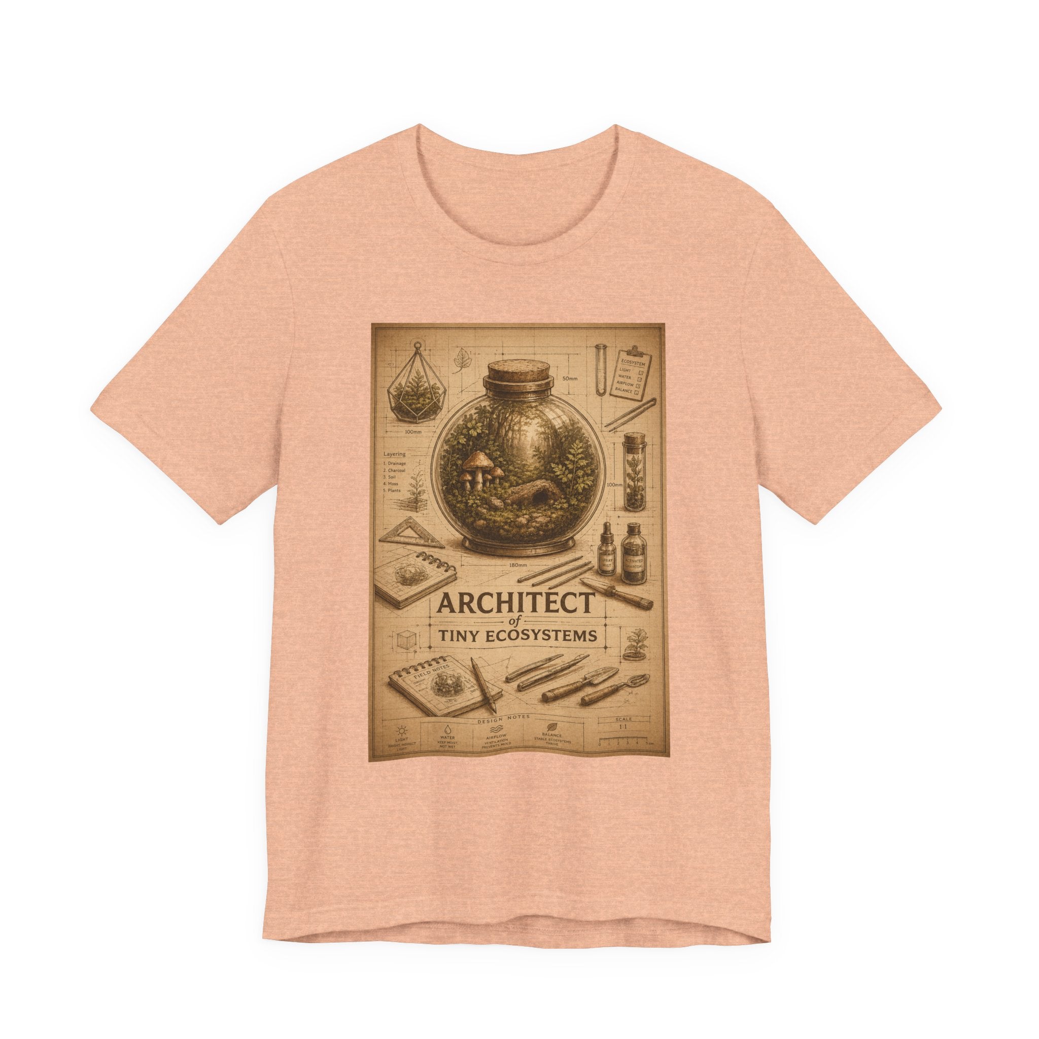 Architect of Tiny Ecosystems T-Shirt — Terrarium Builder Vintage Diagram Tee