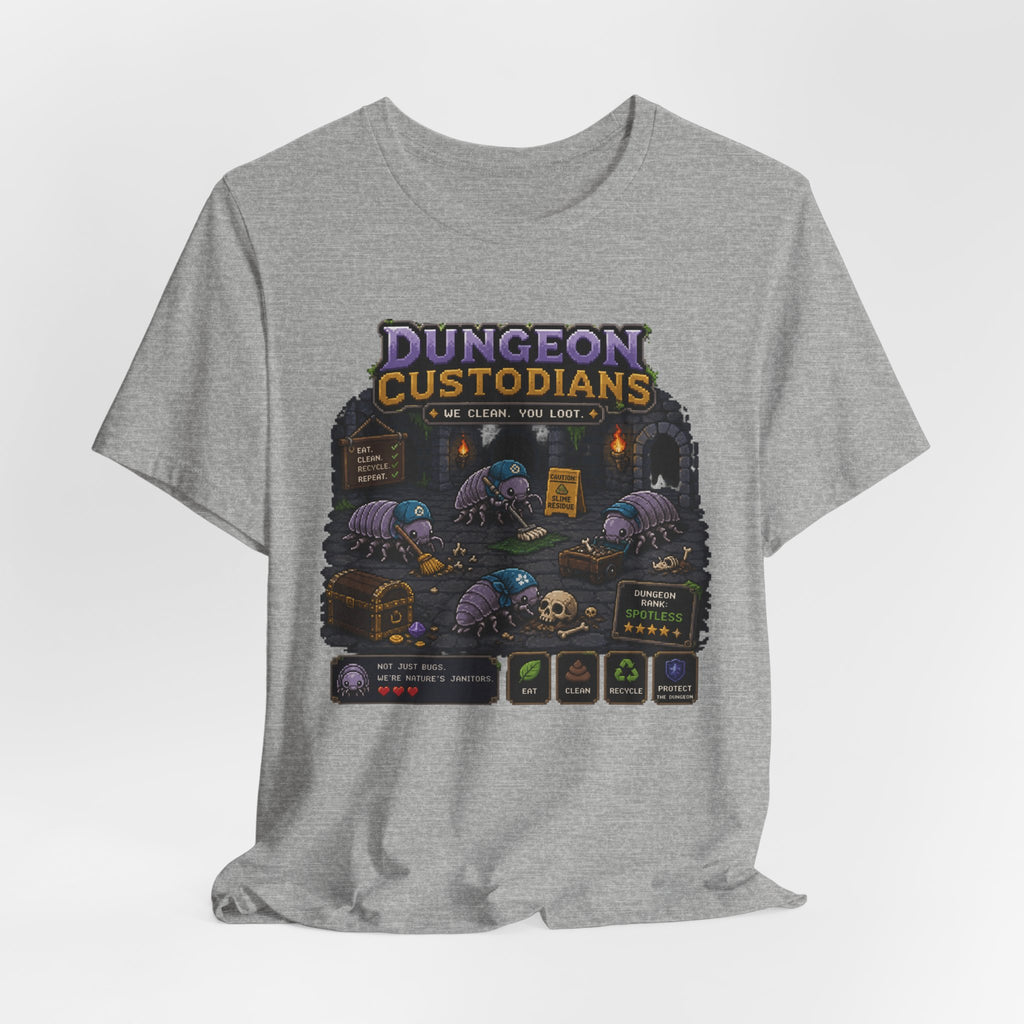 Dungeon Custodians T‑Shirt — Retro Pixel RPG Monsters Gaming Tee