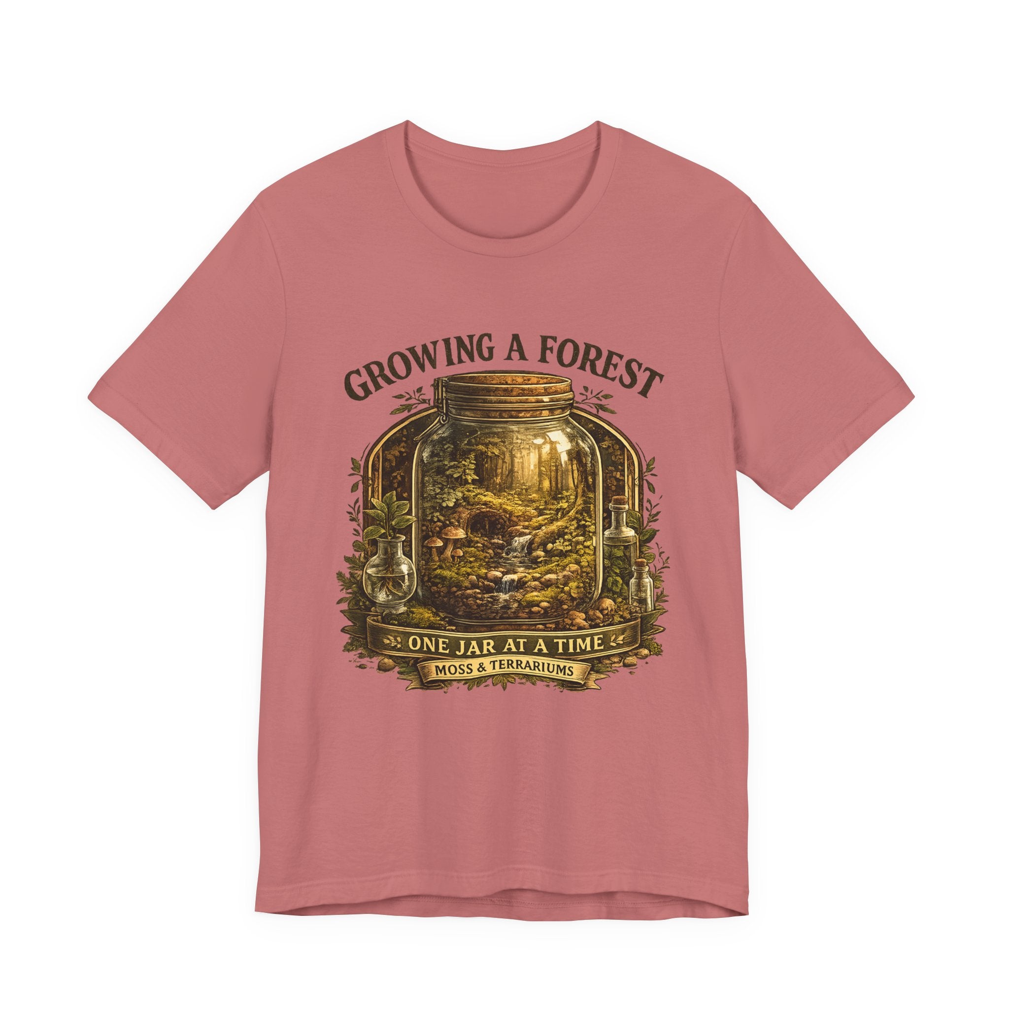Growing a Forest Jar Tee — "One Jar at a Time" Moss & Terrarium T-Shirt