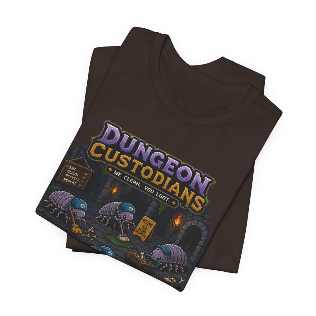 Dungeon Custodians T‑Shirt — Retro Pixel RPG Monsters Gaming Tee