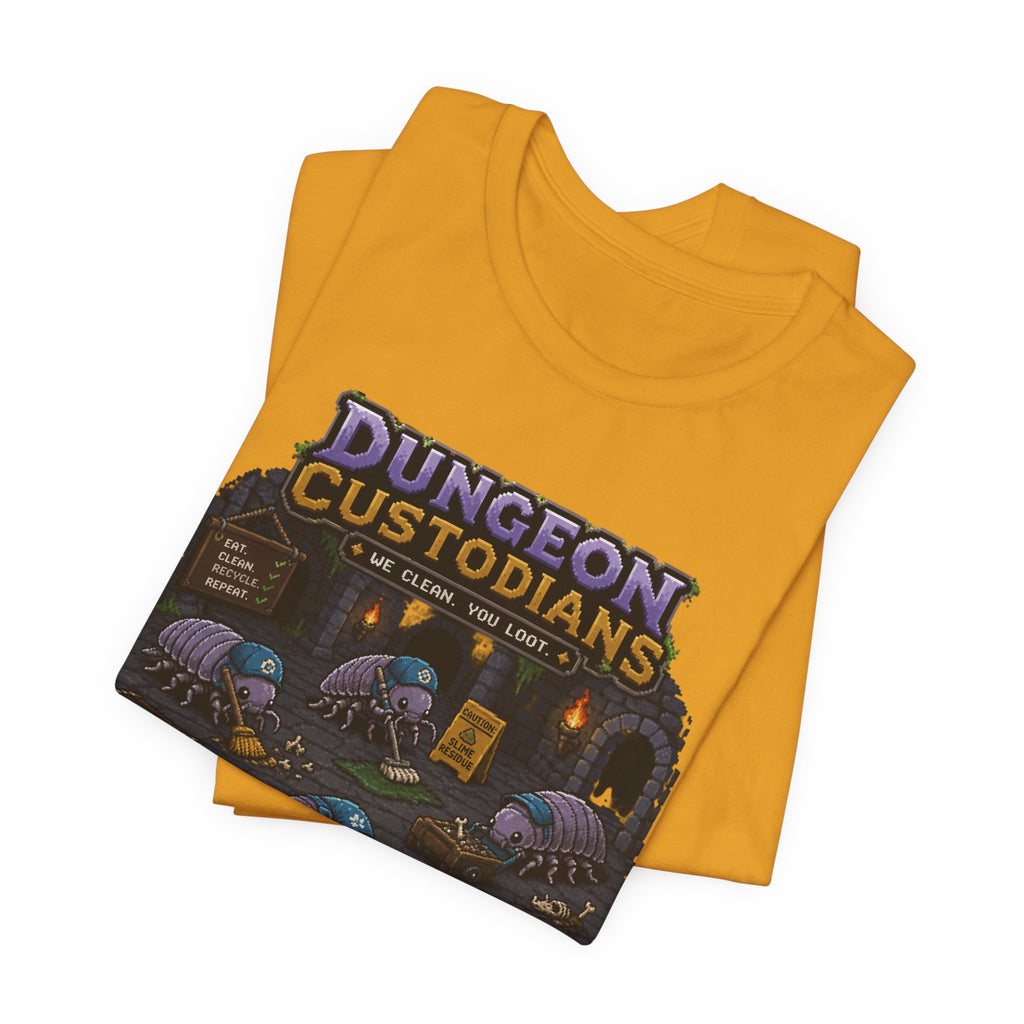 Dungeon Custodians T‑Shirt — Retro Pixel RPG Monsters Gaming Tee