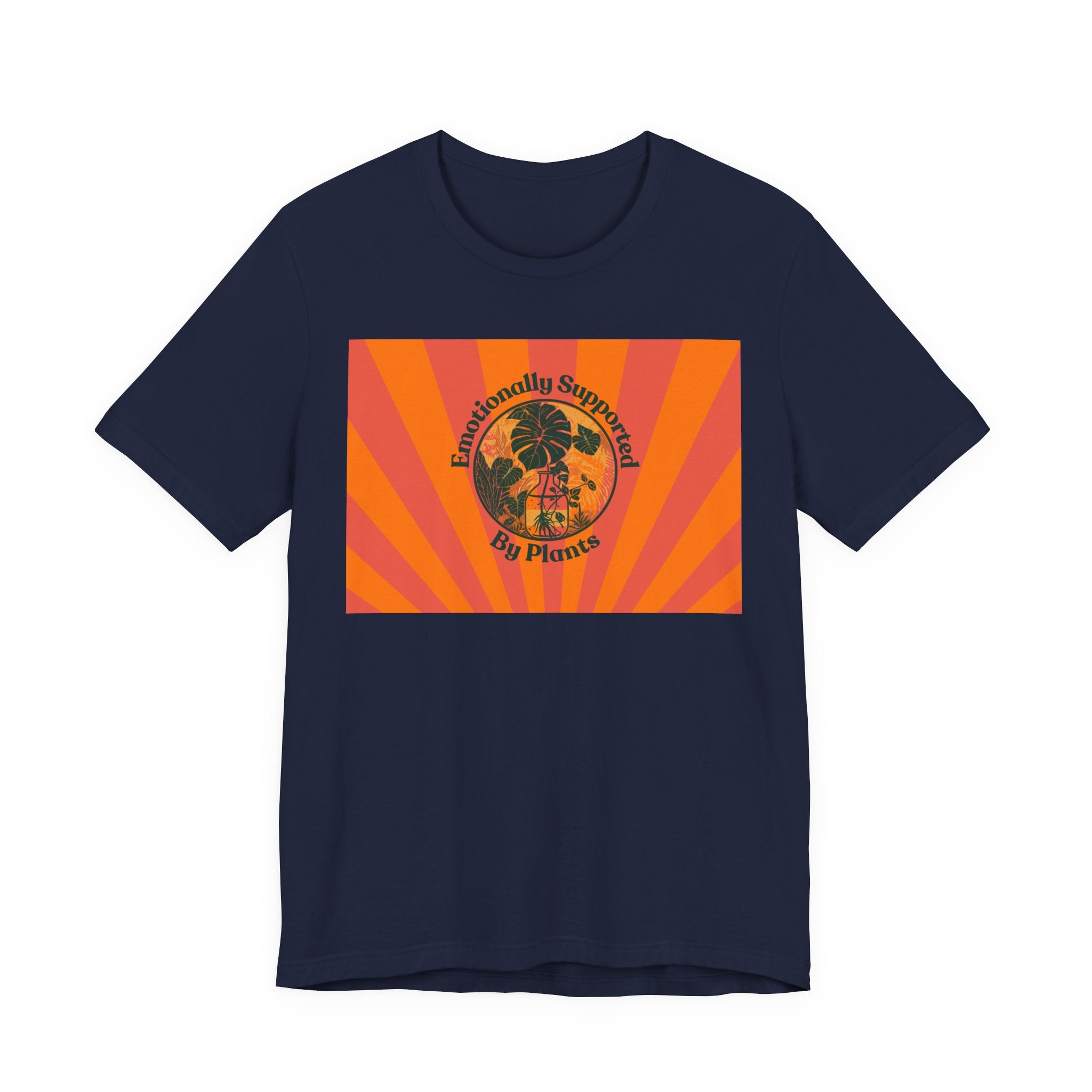 Retro Sunburst Plant Tee — “Emotionally Supported by Plants”