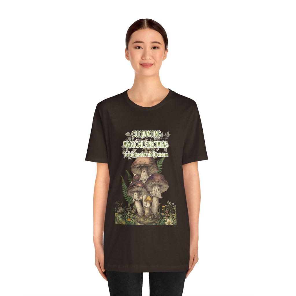 Mushroom Field Research Tee — "Cultivating Magical Specimens" Botanical Graphic Shirt
