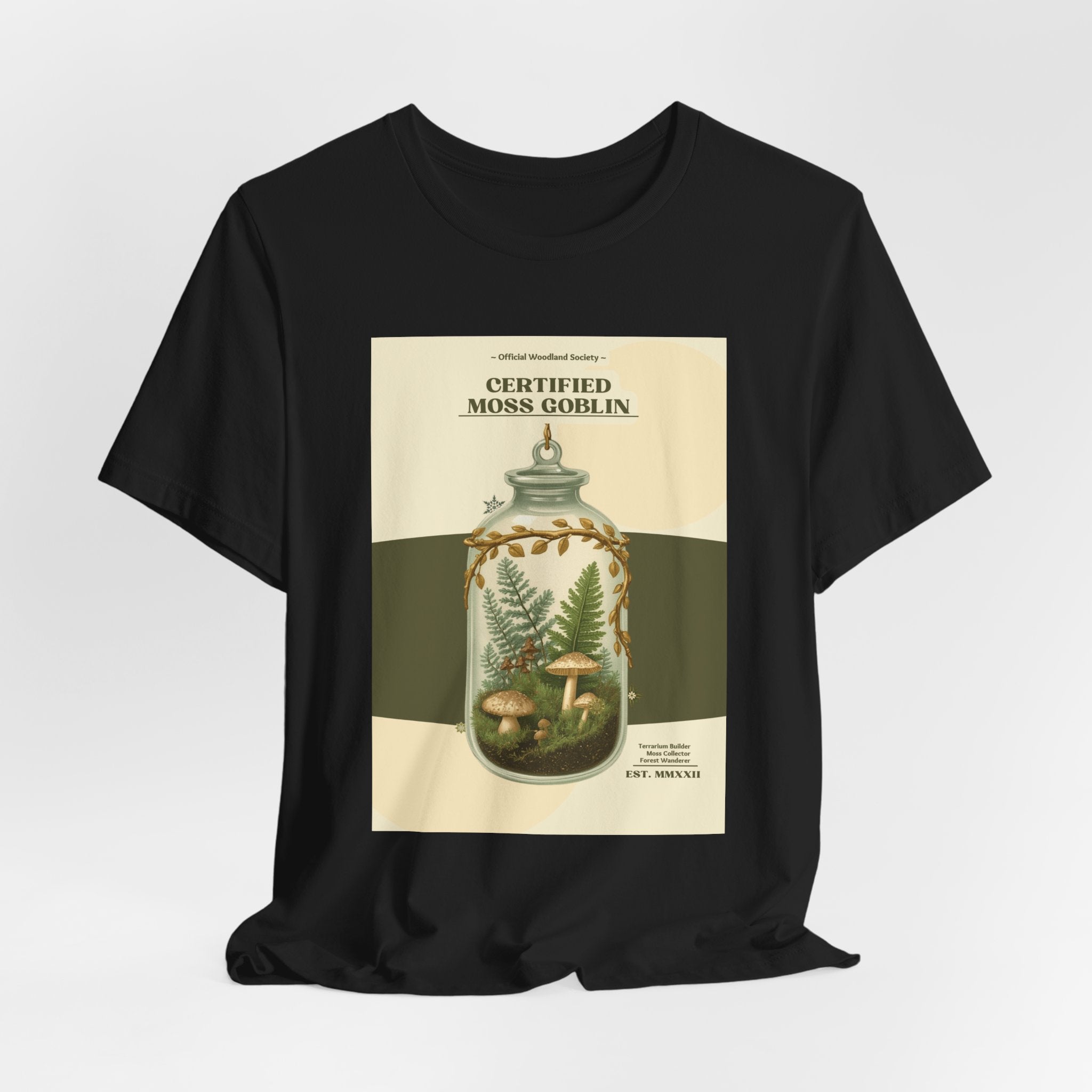 Moss Goblin Tee – 'Certified Moss Goblin' Botanical Jar Graphic T‑Shirt