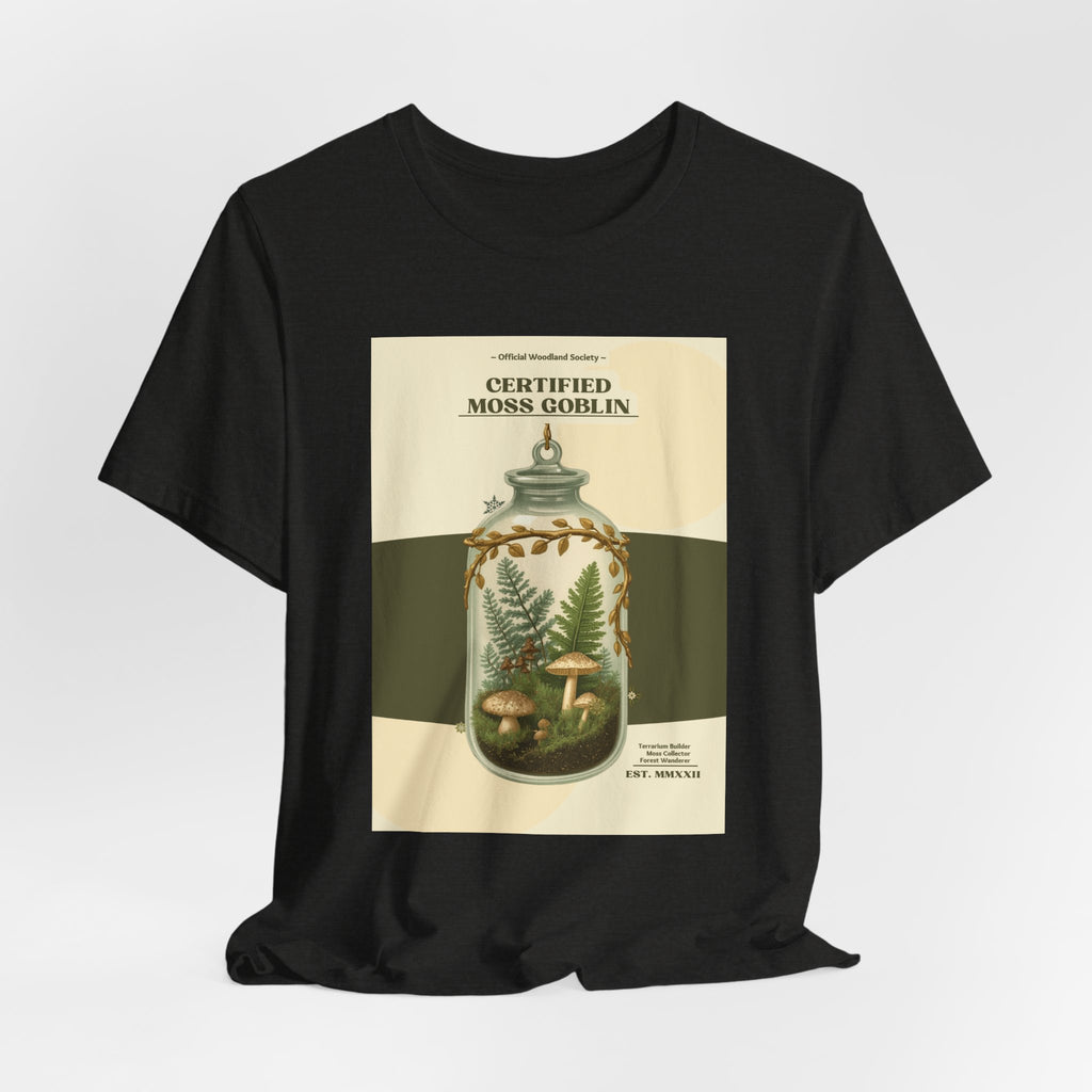 Moss Goblin Tee – 'Certified Moss Goblin' Botanical Jar Graphic T‑Shirt