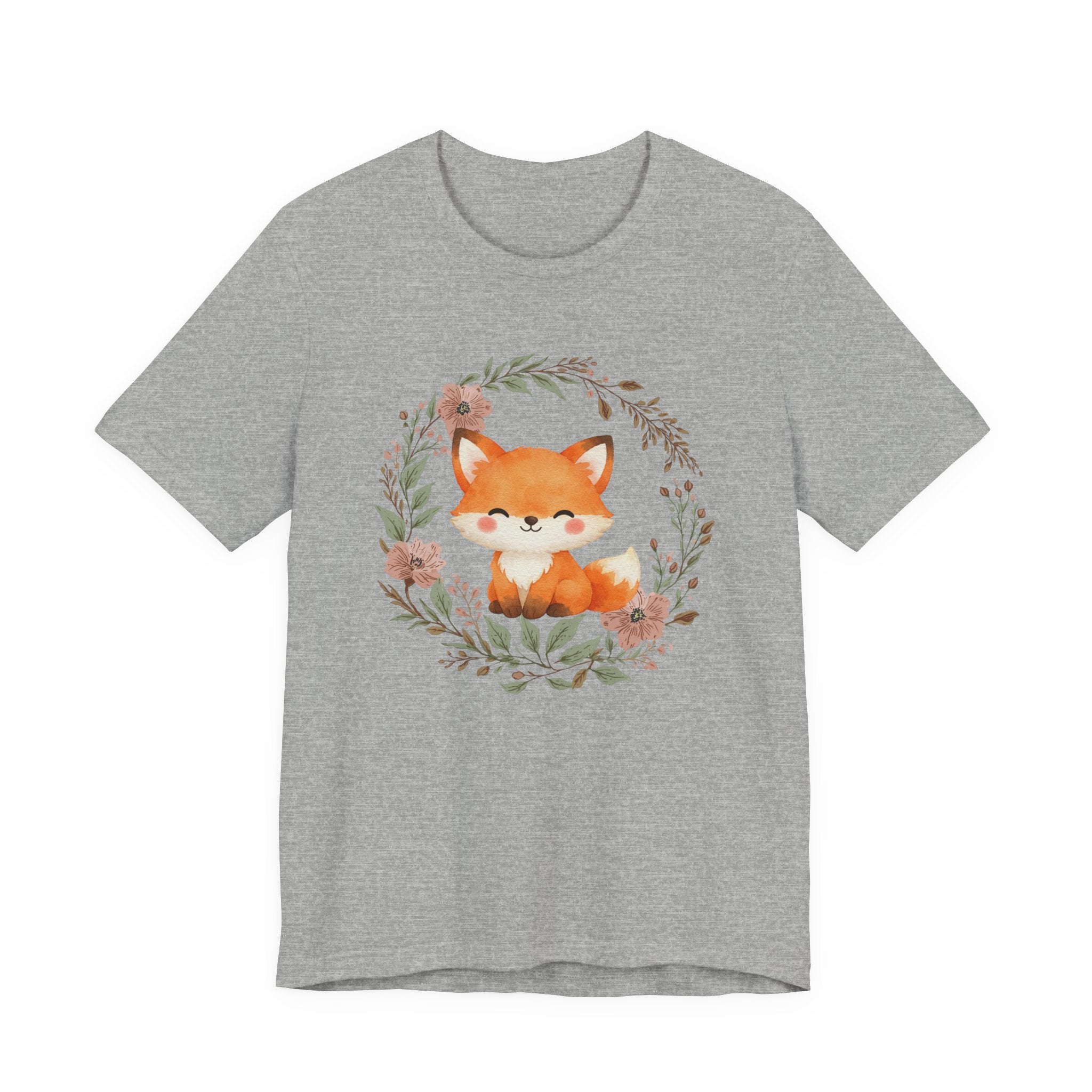 Cute Fox Wreath T-Shirt – Woodland Floral Baby Fox Tee