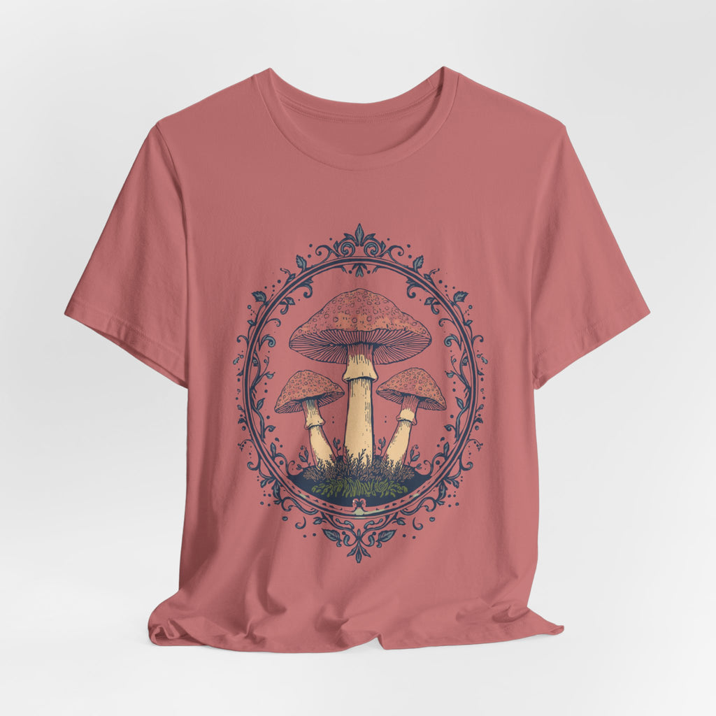 Mushroom Meadow Tee — Vintage Botanical Fungi Graphic T-Shirt