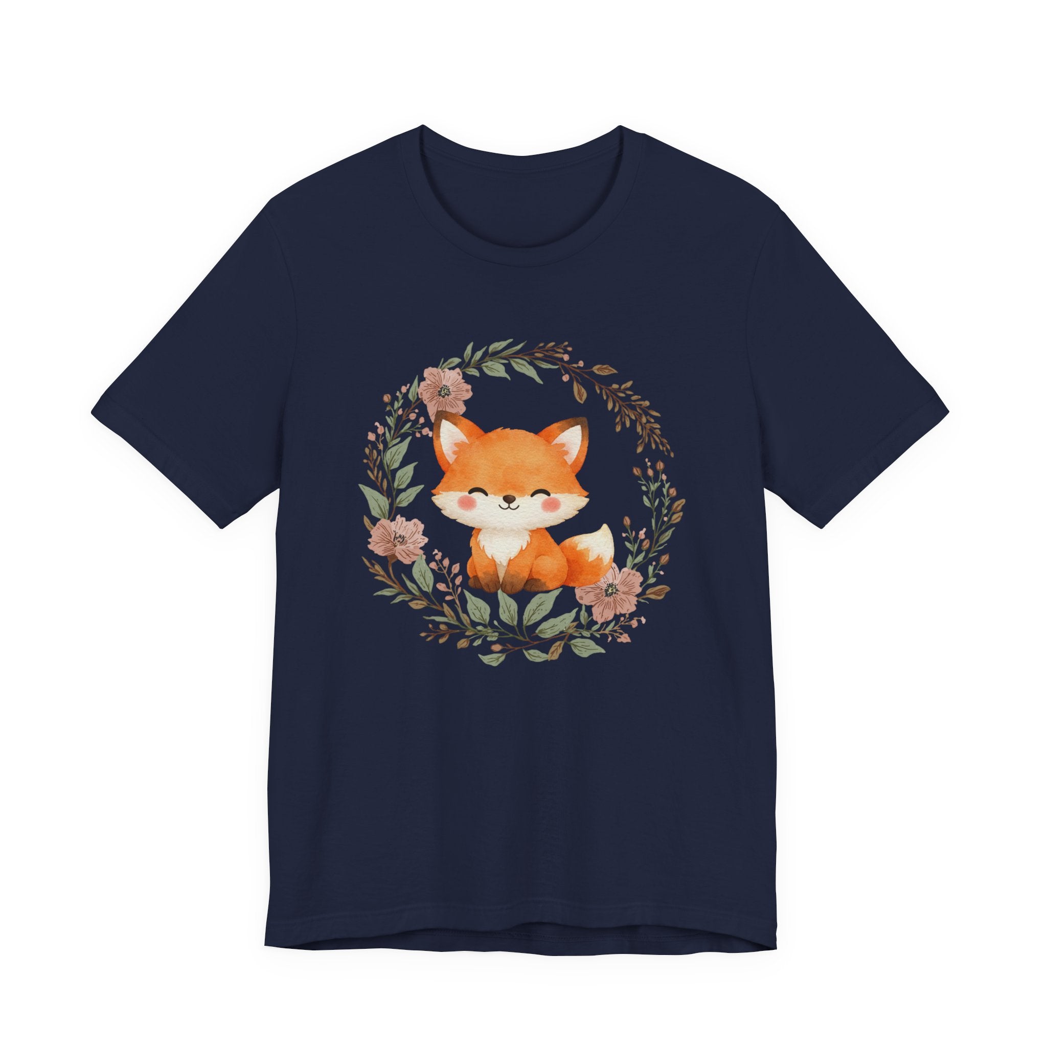 Cute Fox Wreath T-Shirt – Woodland Floral Baby Fox Tee