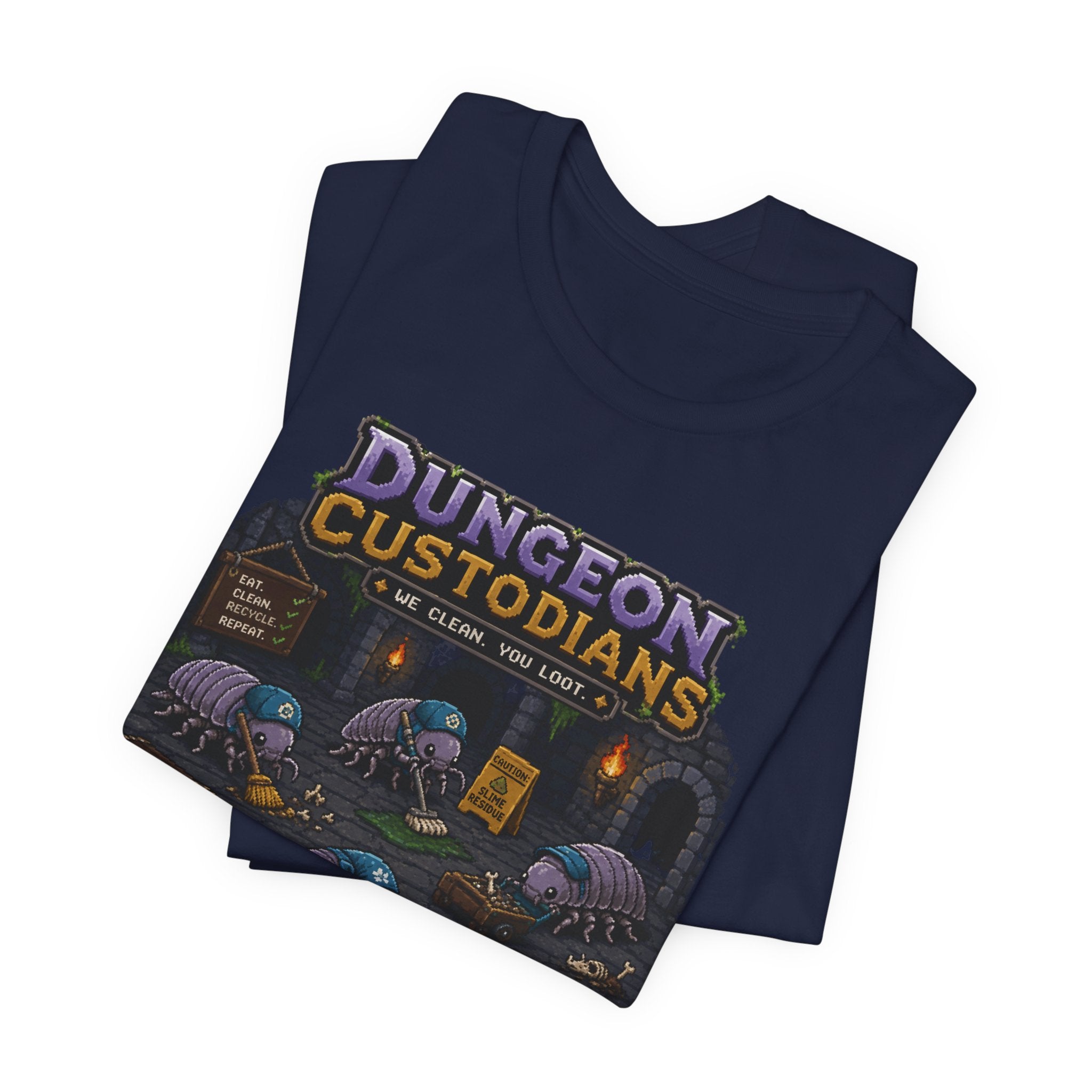 Dungeon Custodians T‑Shirt — Retro Pixel RPG Monsters Gaming Tee