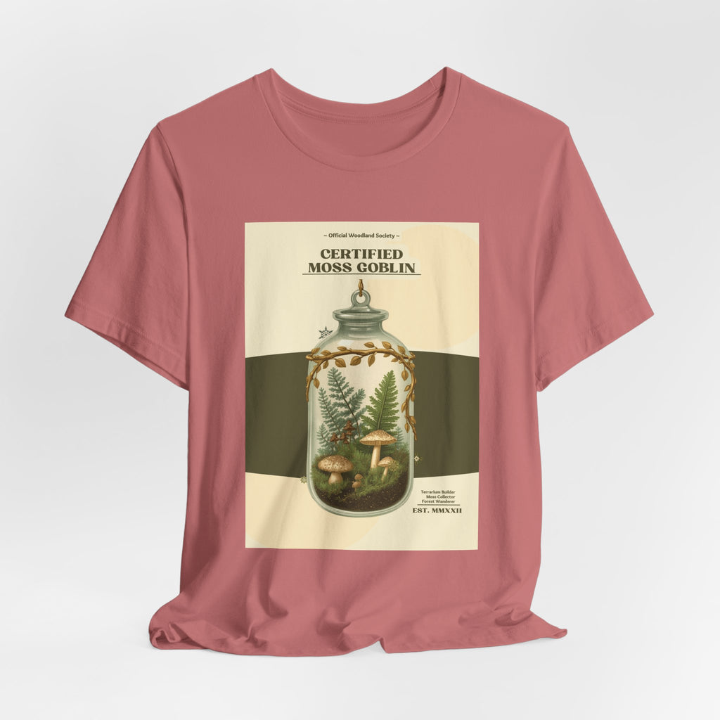 Moss Goblin Tee – 'Certified Moss Goblin' Botanical Jar Graphic T‑Shirt