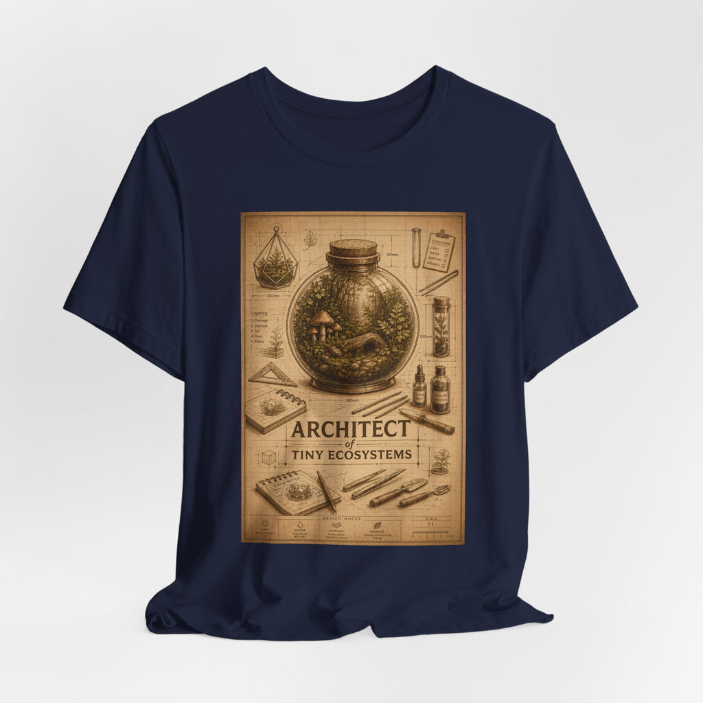 Architect of Tiny Ecosystems T-Shirt — Terrarium Builder Vintage Diagram Tee