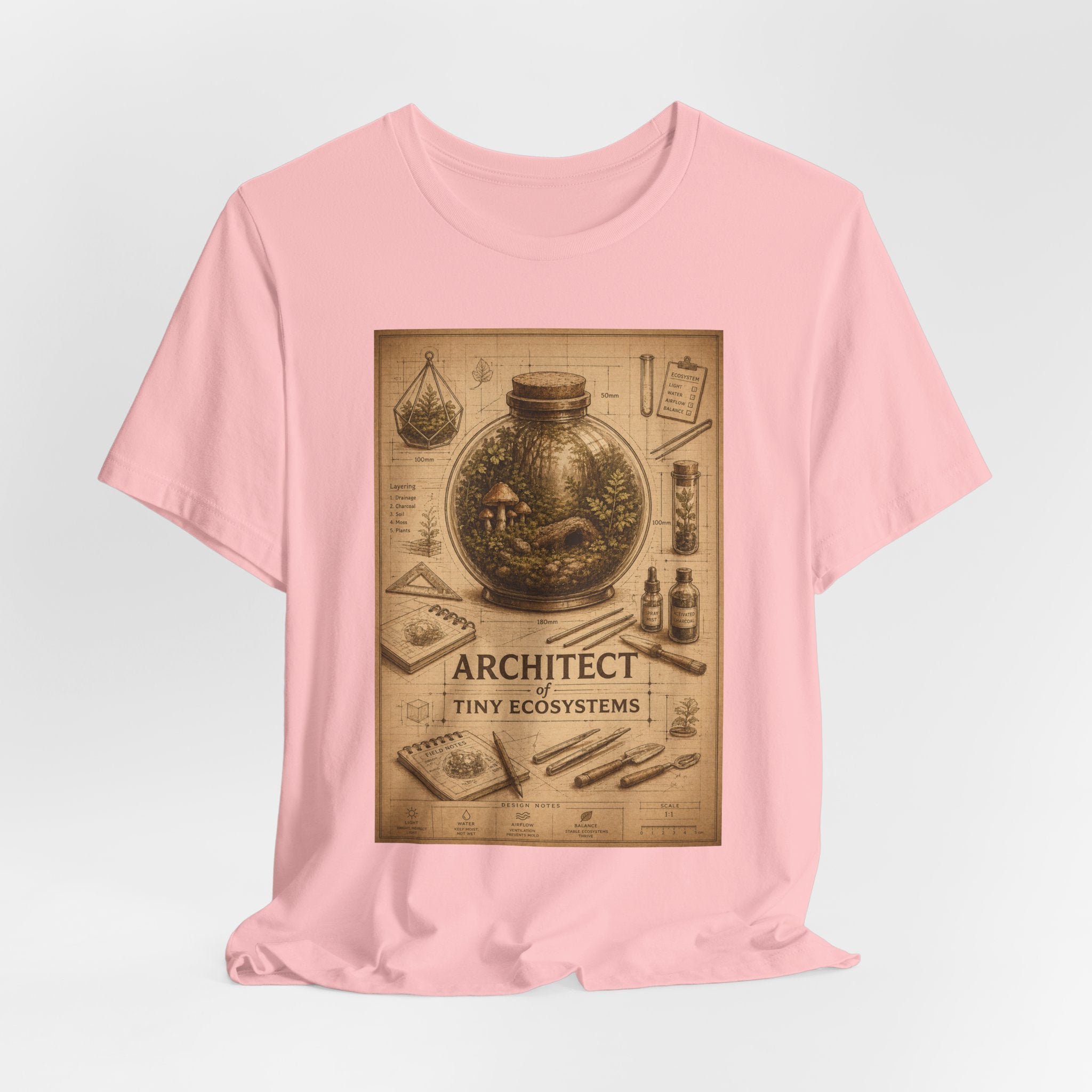 Architect of Tiny Ecosystems T-Shirt — Terrarium Builder Vintage Diagram Tee