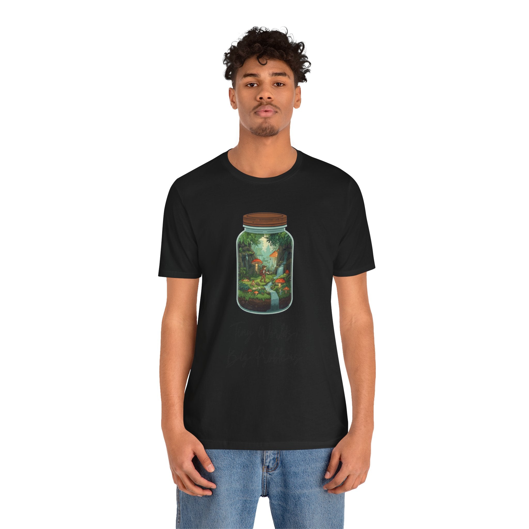 Tiny World Tee — Jar Terrarium Graphic T‑Shirt ("Tiny World, Big Problems")