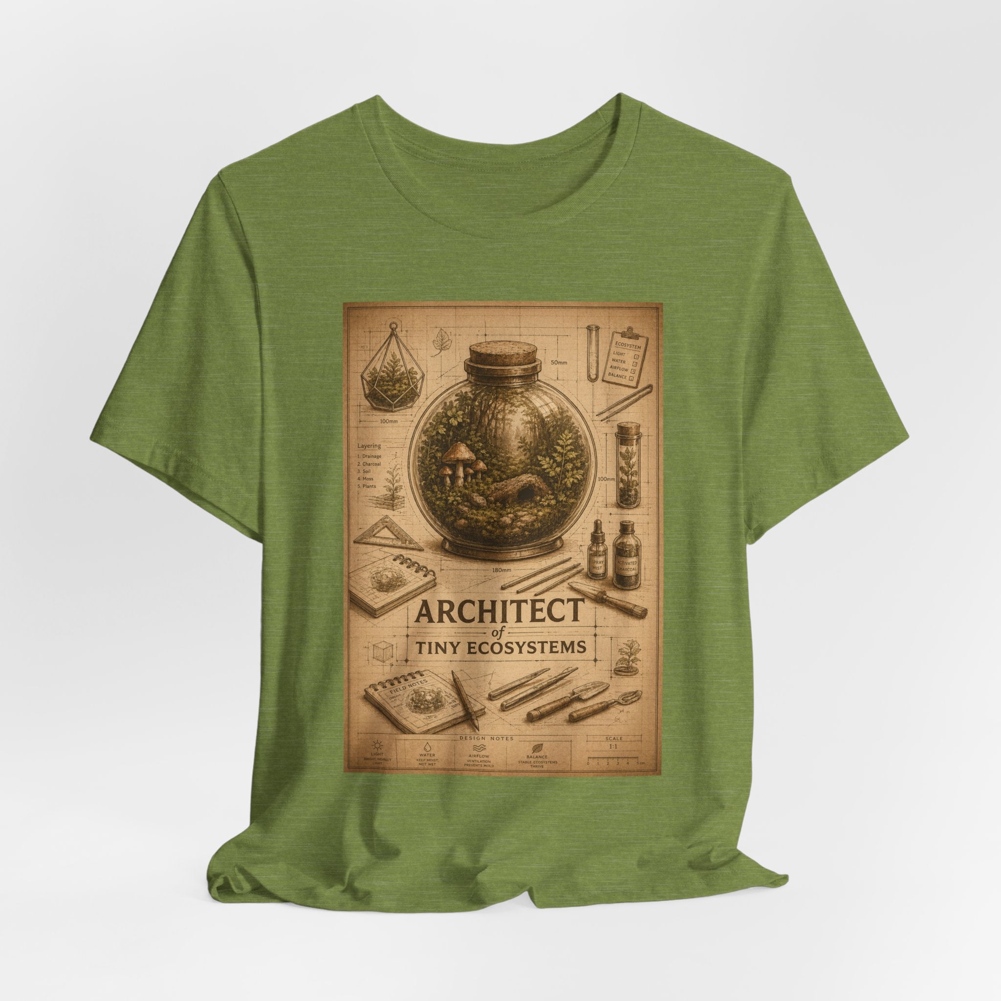 Architect of Tiny Ecosystems T-Shirt — Terrarium Builder Vintage Diagram Tee