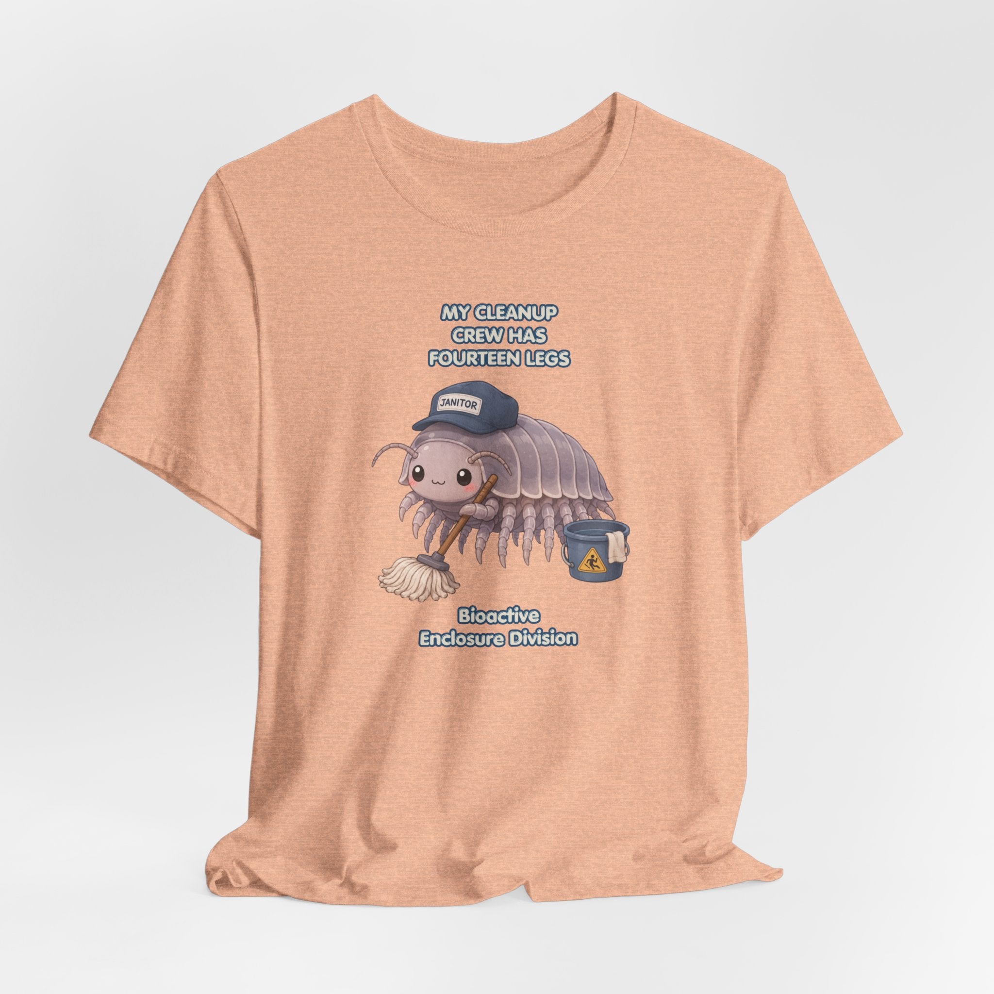 Isopod Janitor T-Shirt — Cute Pillbug Cleanup Shirt ("My Cleanup Crew Has Fourteen Legs")