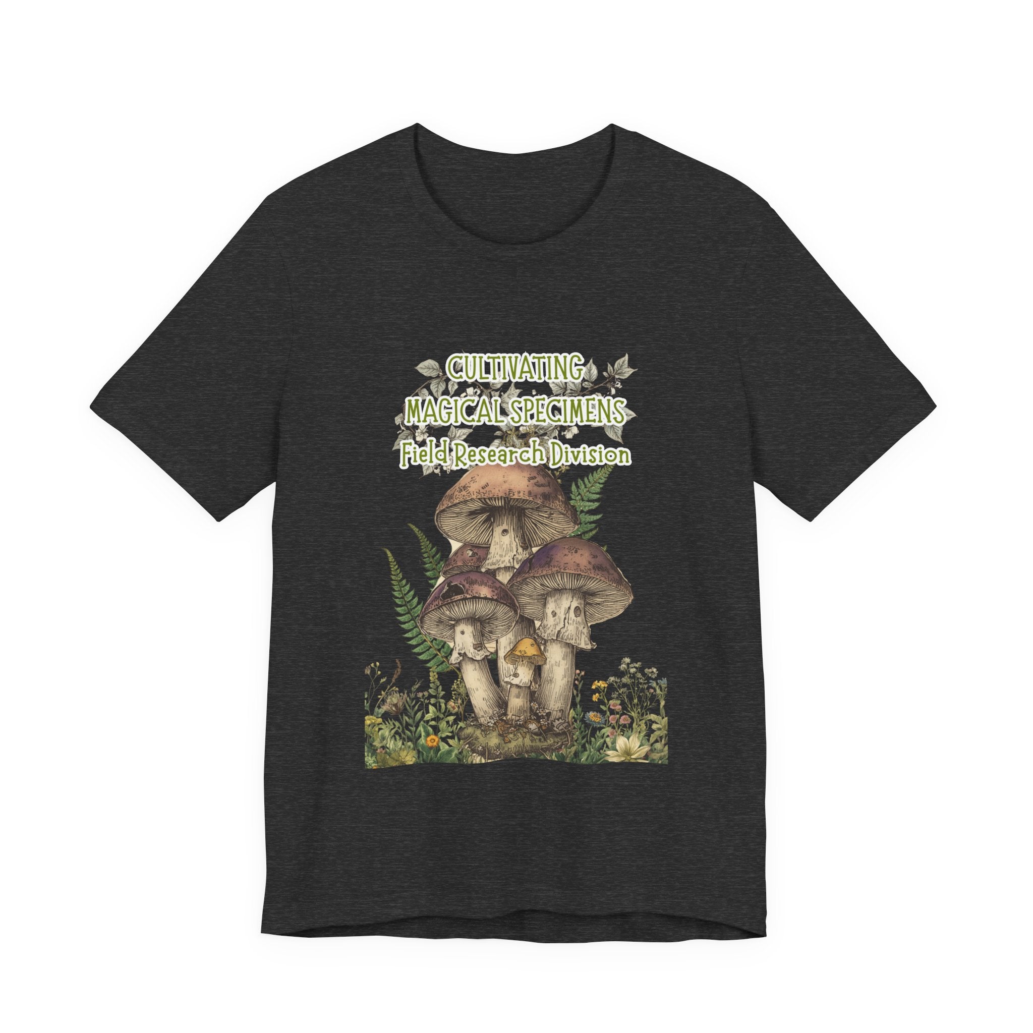 Mushroom Field Research Tee — "Cultivating Magical Specimens" Botanical Graphic Shirt
