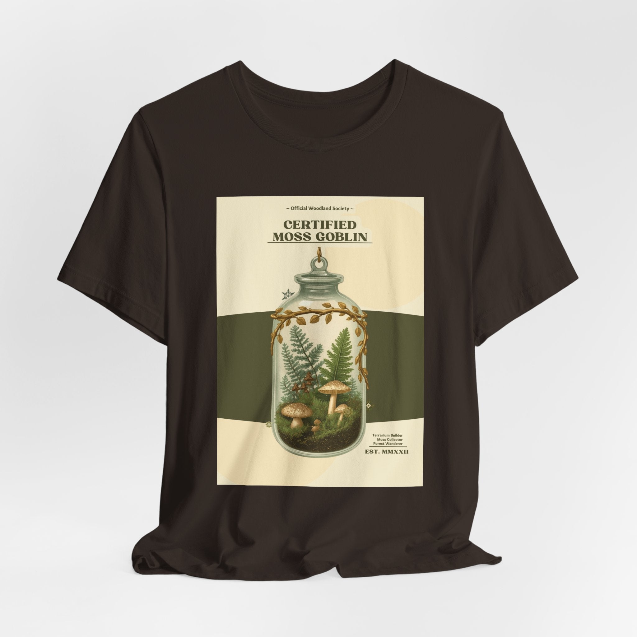 Moss Goblin Tee – 'Certified Moss Goblin' Botanical Jar Graphic T‑Shirt