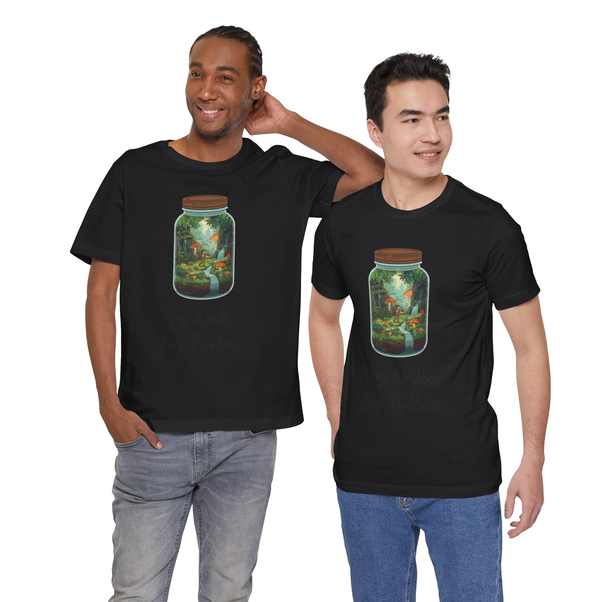 Tiny World Tee — Jar Terrarium Graphic T‑Shirt ("Tiny World, Big Problems")