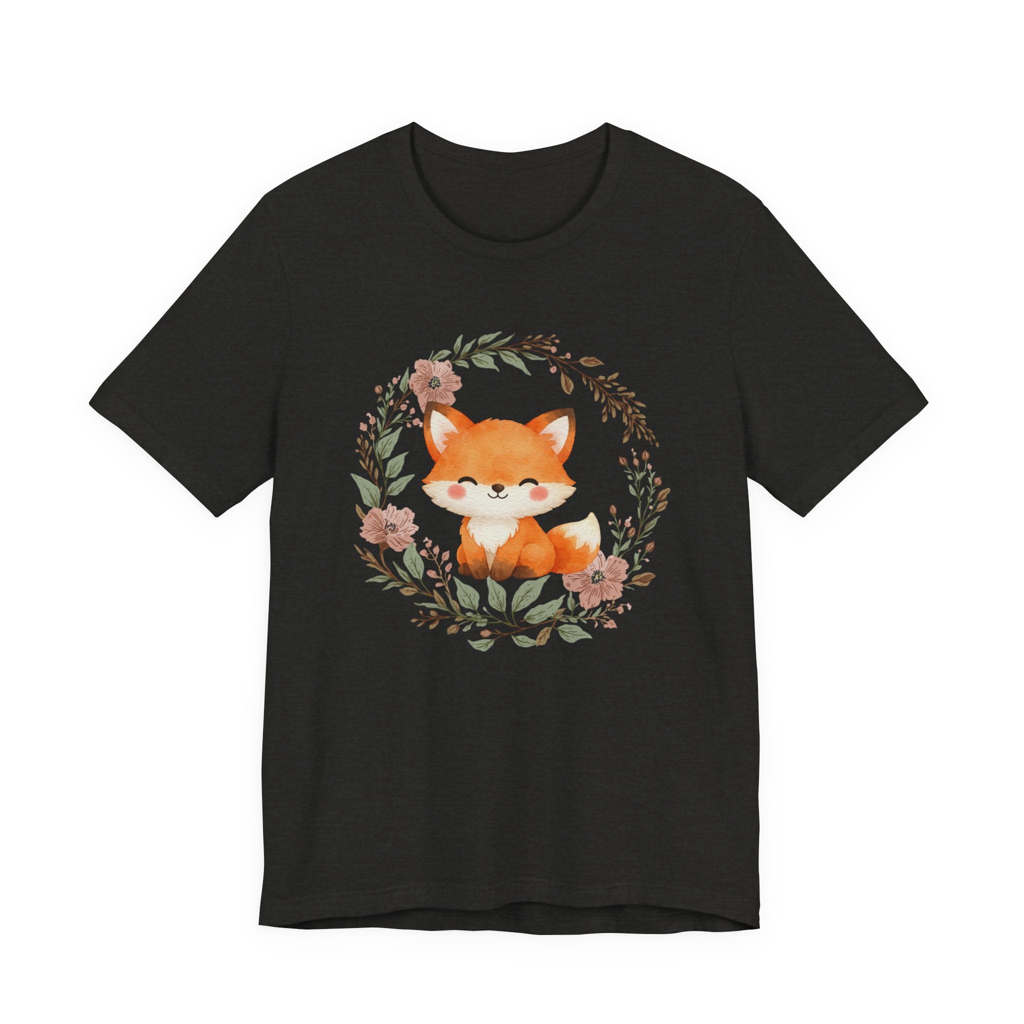 Cute Fox Wreath T-Shirt – Woodland Floral Baby Fox Tee