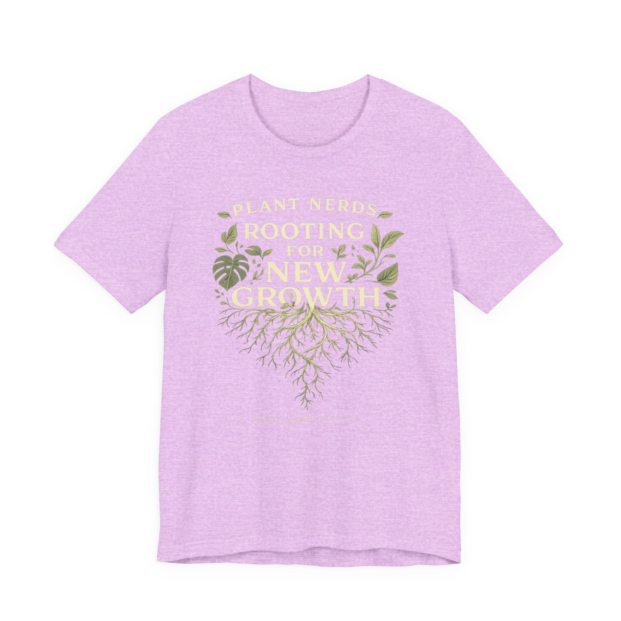 Plant Lovers T‑Shirt — "Plant Nerds Rooting for New Growth" Botanical Roots Tee