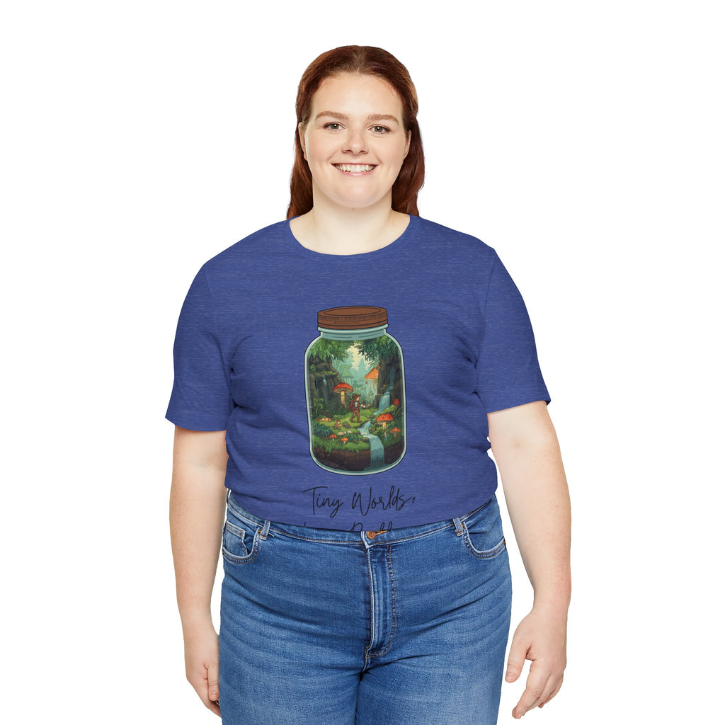 Tiny World Tee — Jar Terrarium Graphic T‑Shirt ("Tiny World, Big Problems")