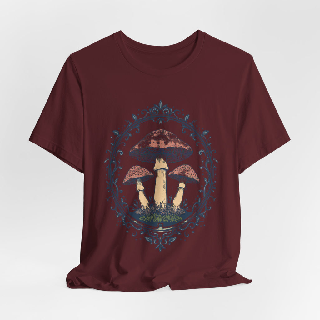 Mushroom Meadow Tee — Vintage Botanical Fungi Graphic T-Shirt