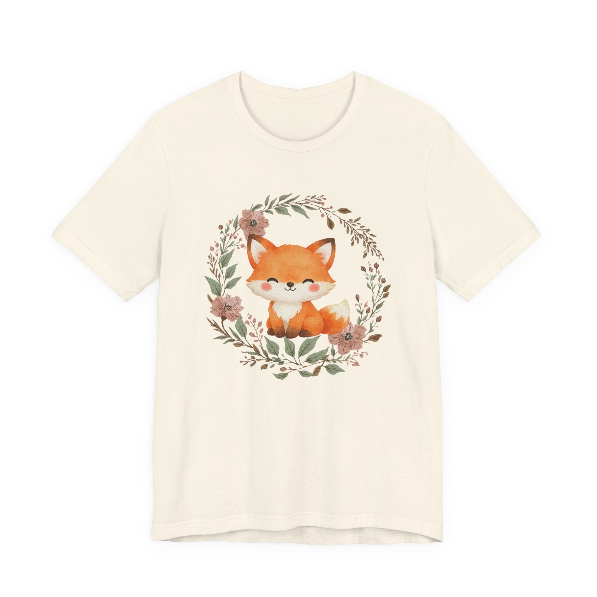 Cute Fox Wreath T-Shirt – Woodland Floral Baby Fox Tee