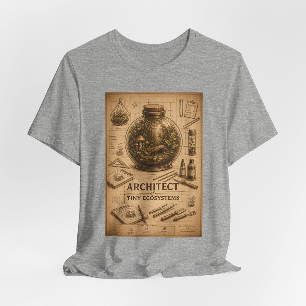 Architect of Tiny Ecosystems T-Shirt — Terrarium Builder Vintage Diagram Tee
