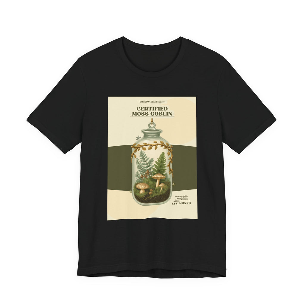 Moss Goblin Tee – 'Certified Moss Goblin' Botanical Jar Graphic T‑Shirt