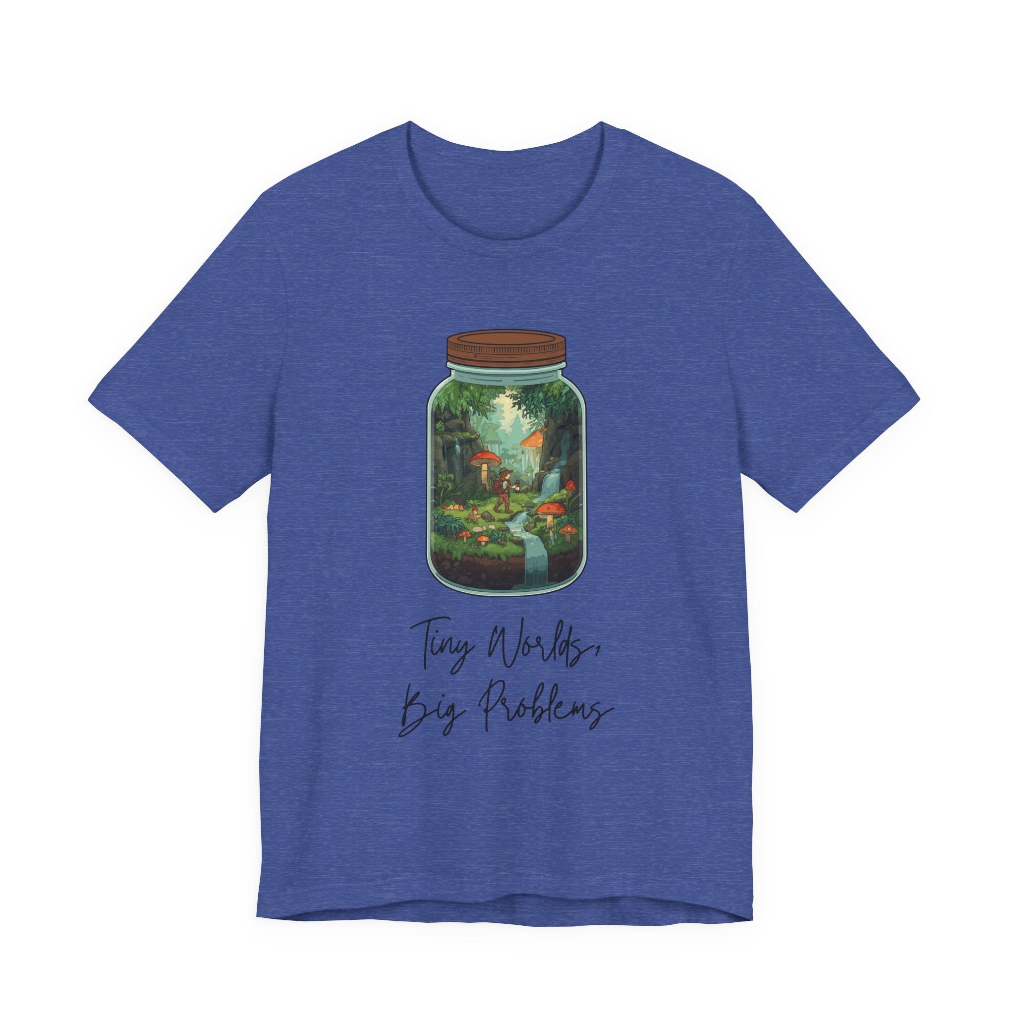 Tiny World Tee — Jar Terrarium Graphic T‑Shirt ("Tiny World, Big Problems")