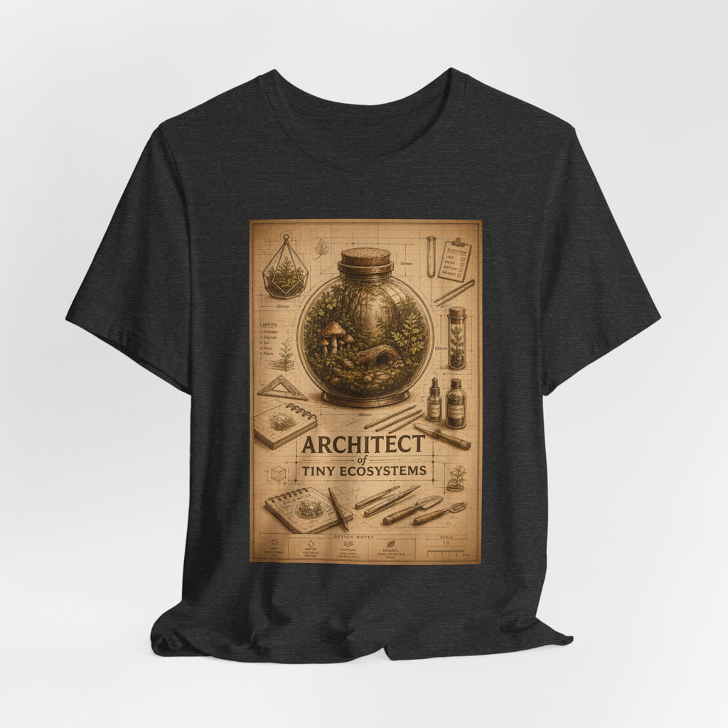 Architect of Tiny Ecosystems T-Shirt — Terrarium Builder Vintage Diagram Tee