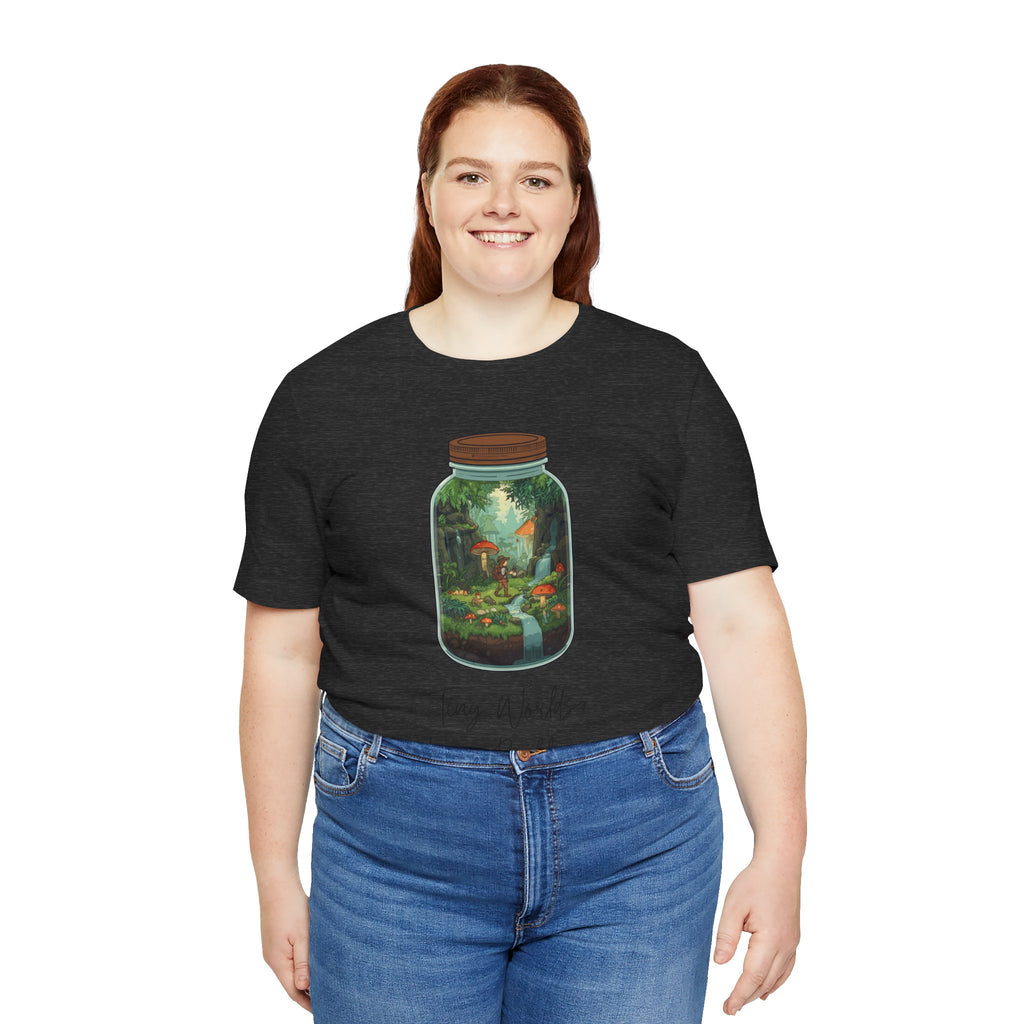 Tiny World Tee — Jar Terrarium Graphic T‑Shirt ("Tiny World, Big Problems")