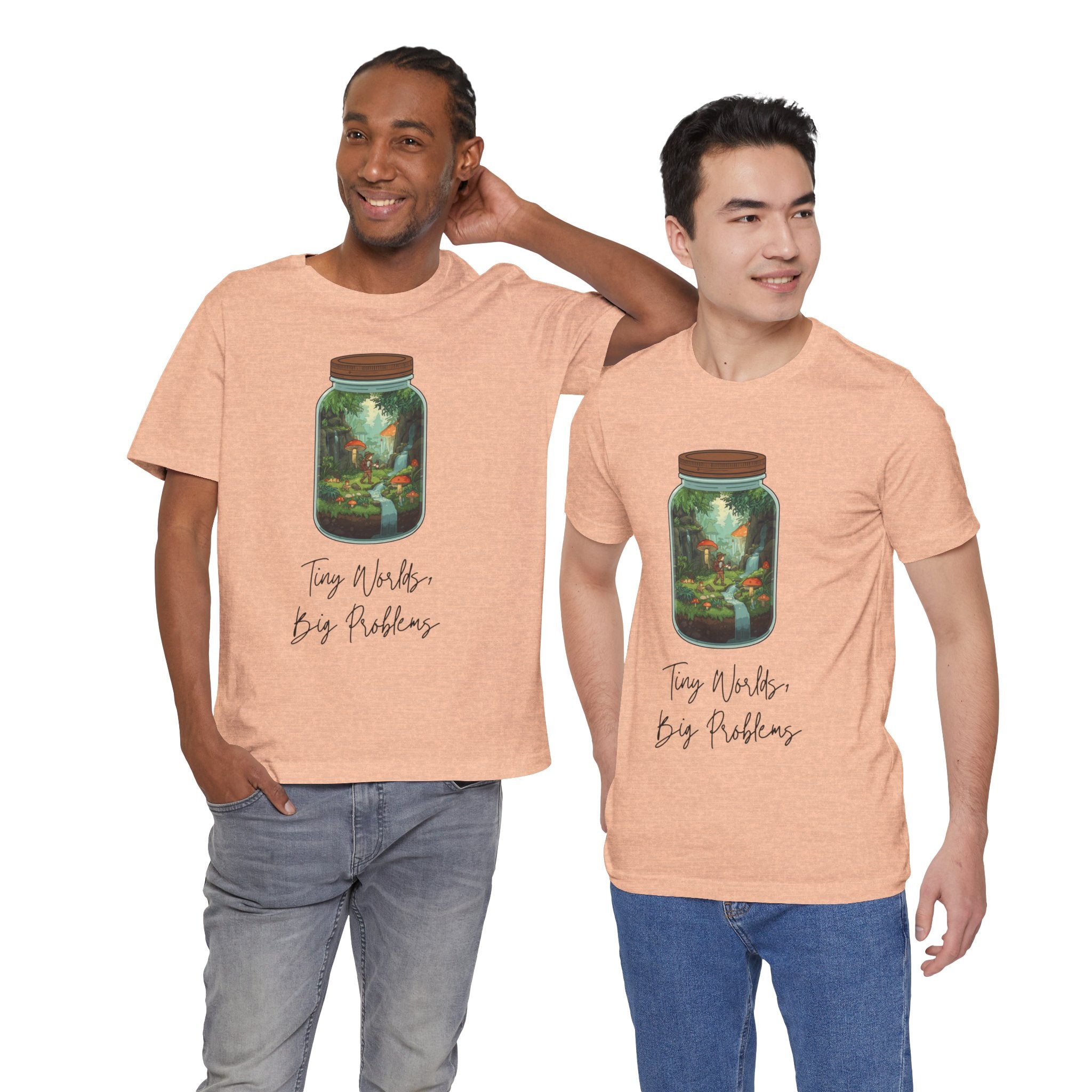 Tiny World Tee — Jar Terrarium Graphic T‑Shirt ("Tiny World, Big Problems")