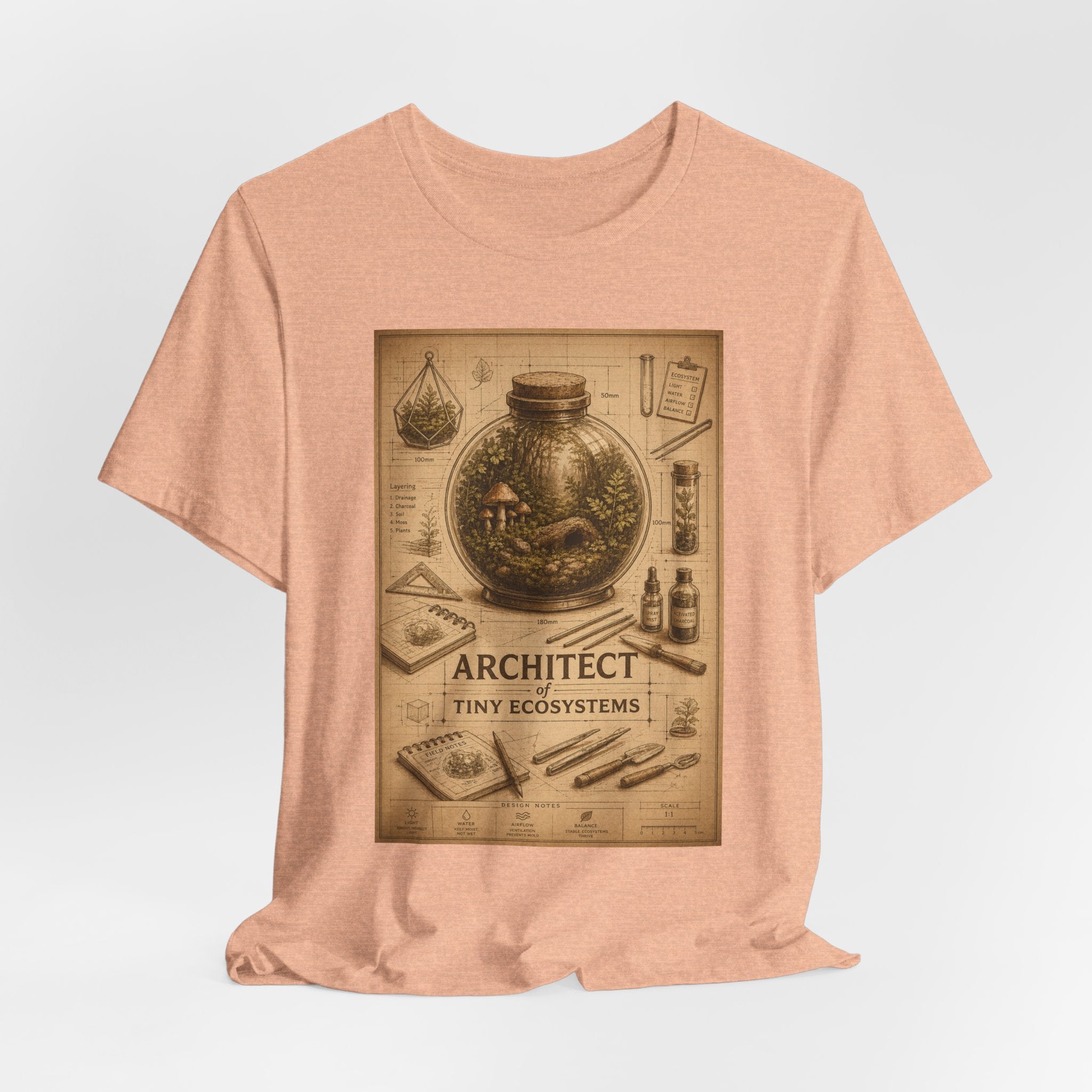 Architect of Tiny Ecosystems T-Shirt — Terrarium Builder Vintage Diagram Tee