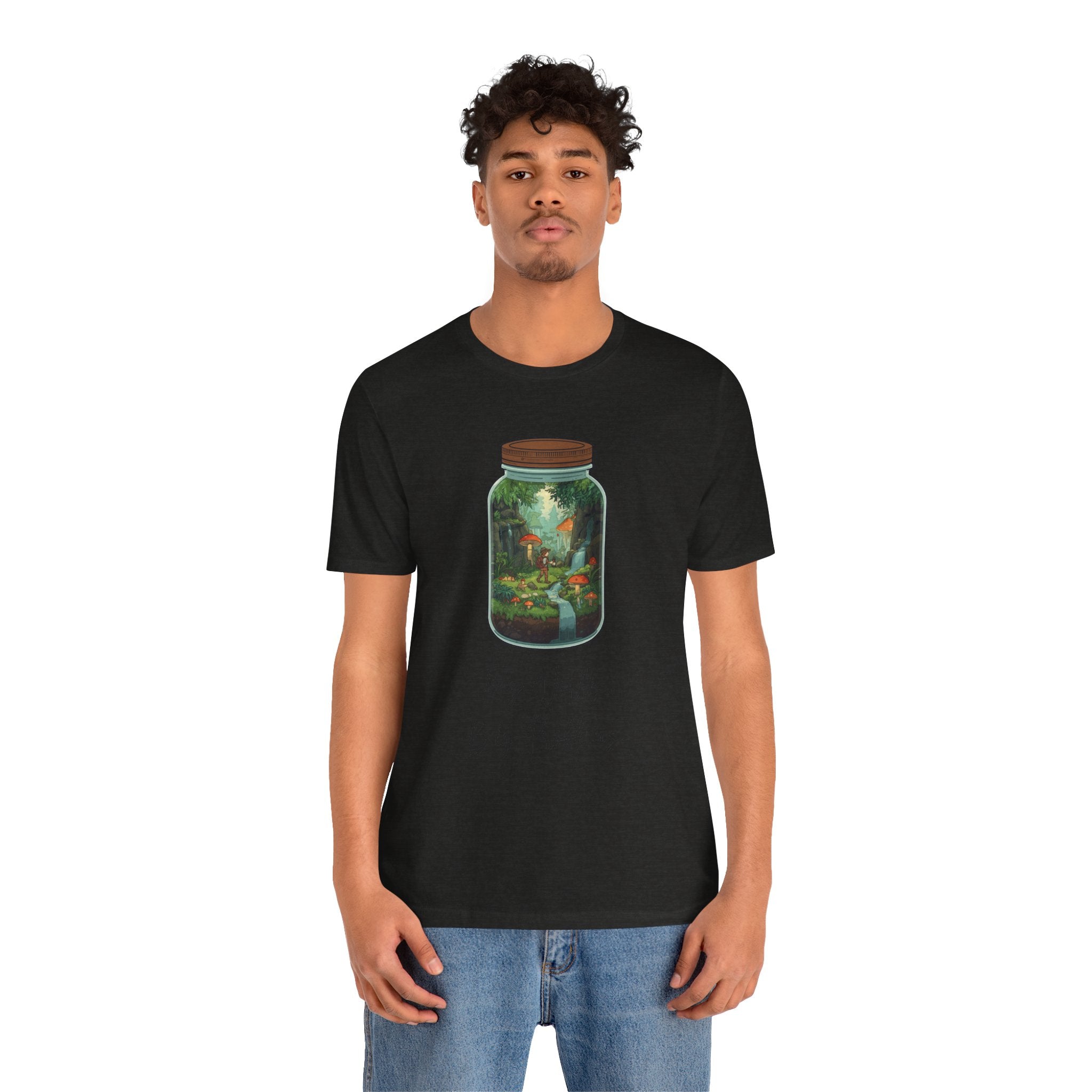 Tiny World Tee — Jar Terrarium Graphic T‑Shirt ("Tiny World, Big Problems")
