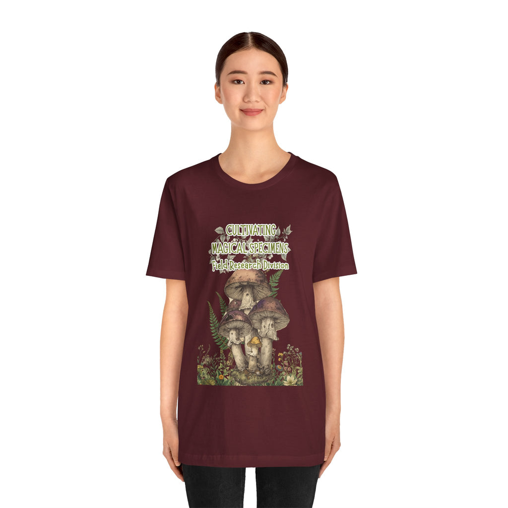 Mushroom Field Research Tee — "Cultivating Magical Specimens" Botanical Graphic Shirt