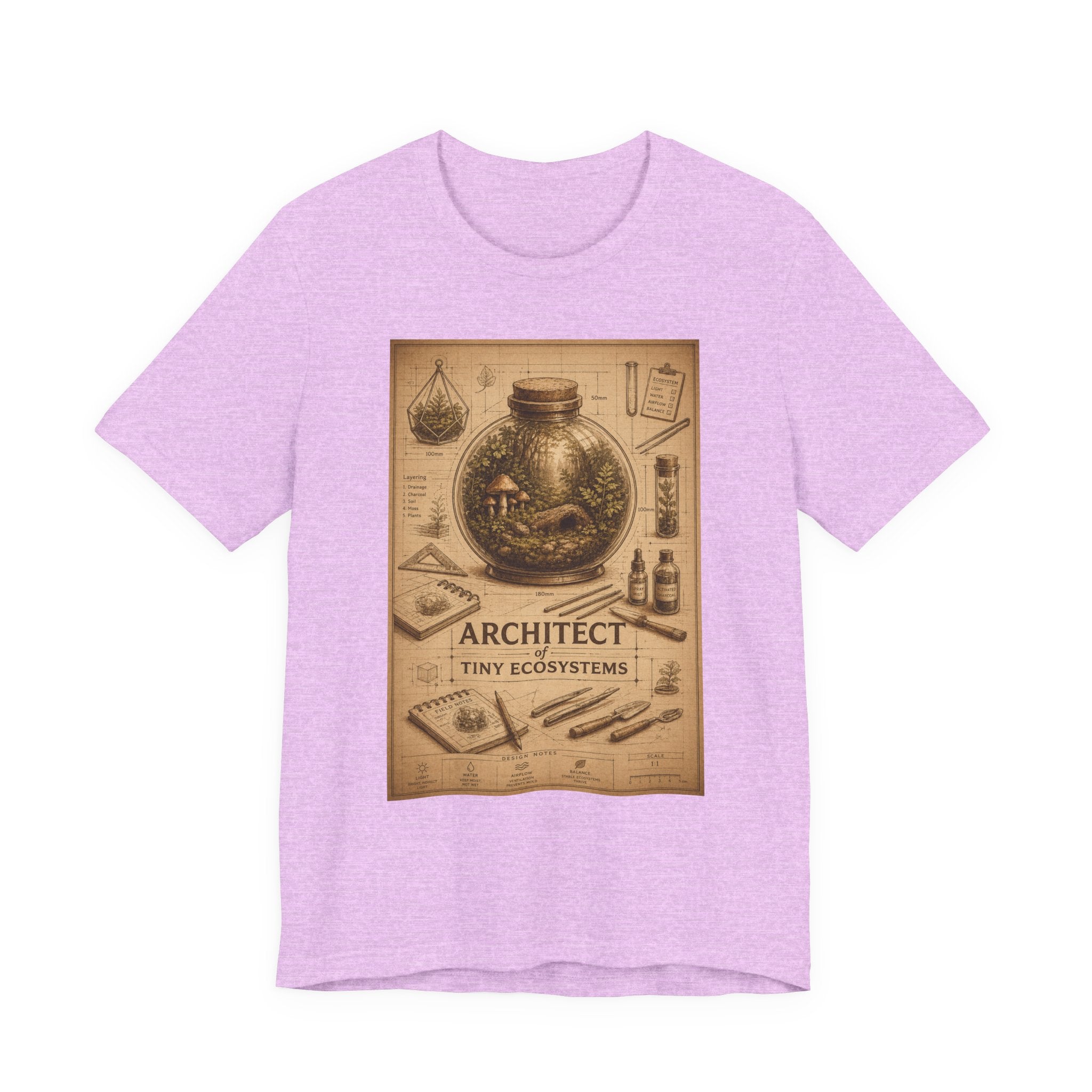 Architect of Tiny Ecosystems T-Shirt — Terrarium Builder Vintage Diagram Tee