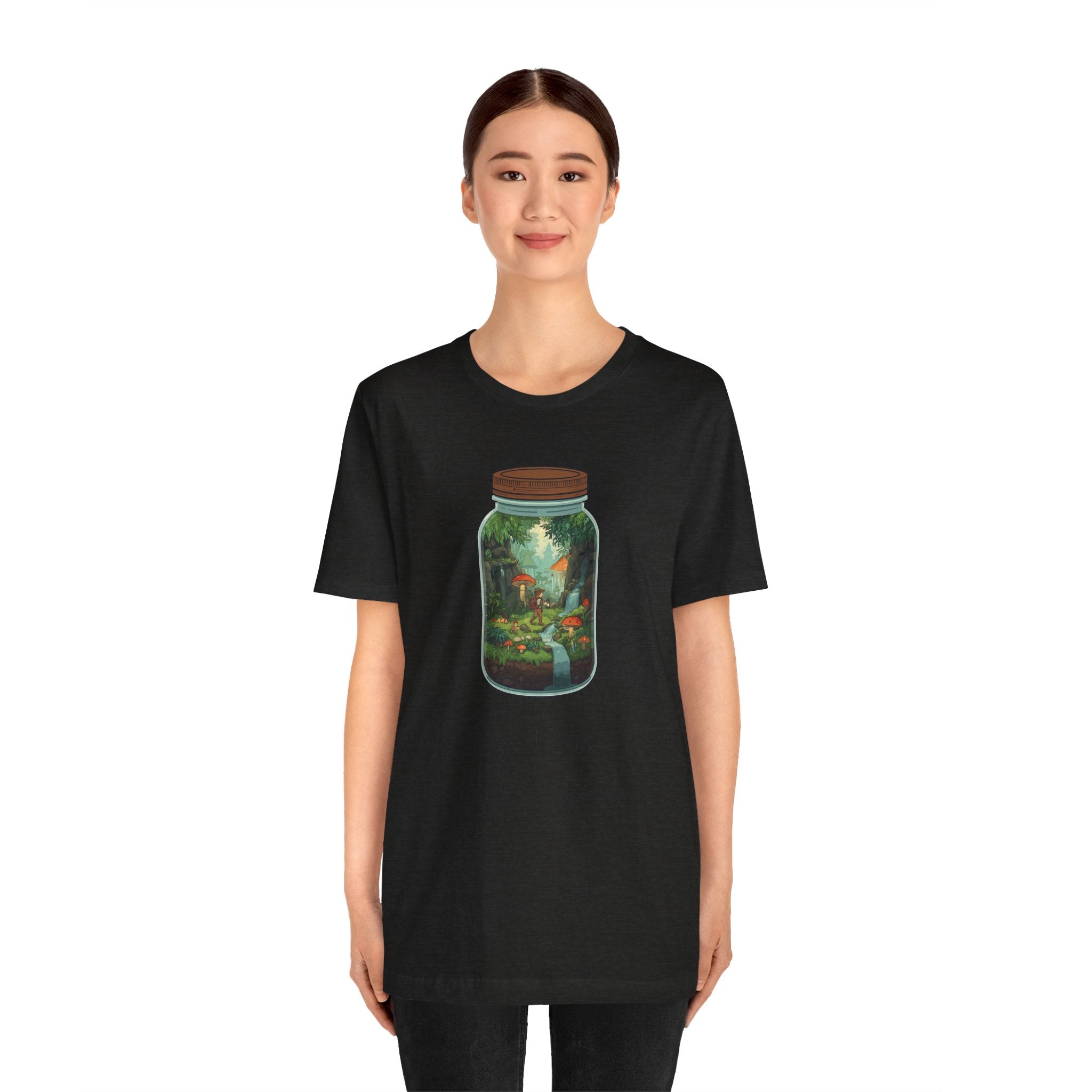 Tiny World Tee — Jar Terrarium Graphic T‑Shirt ("Tiny World, Big Problems")