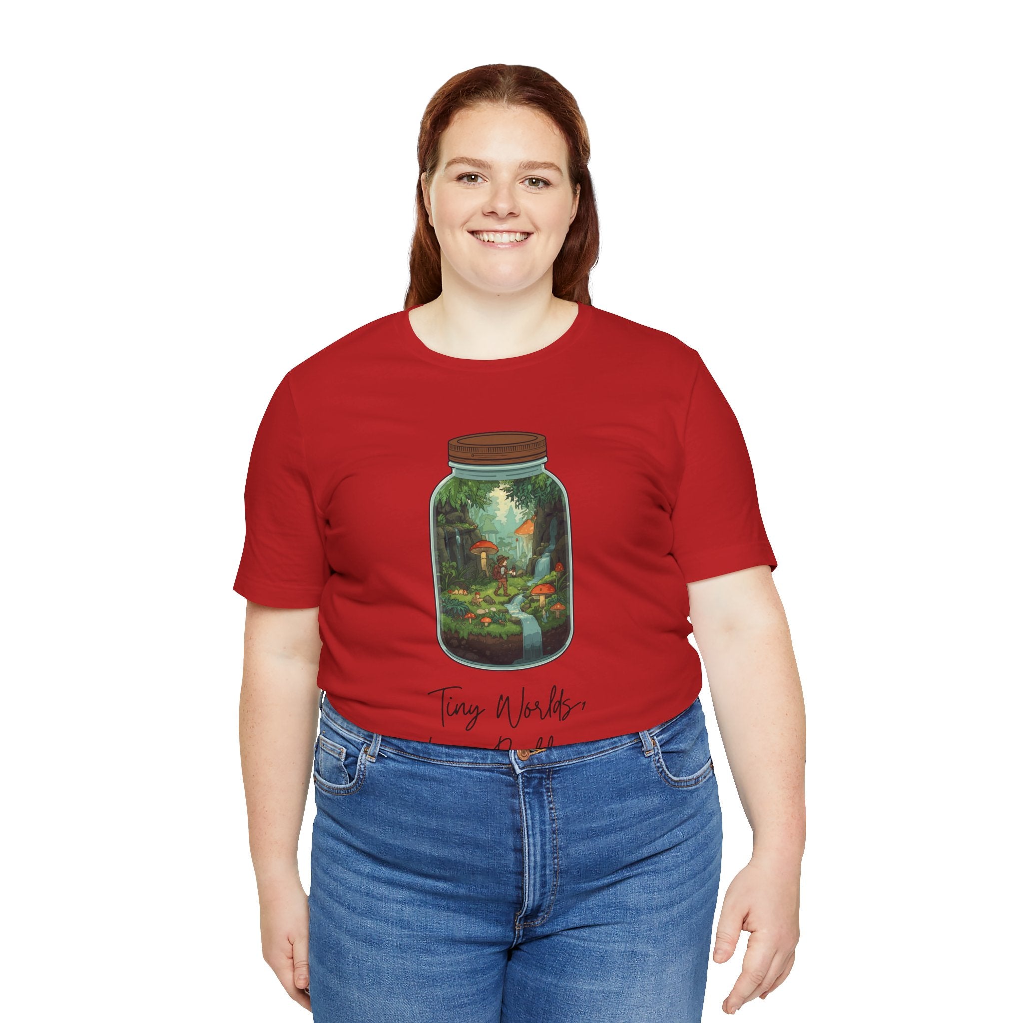 Tiny World Tee — Jar Terrarium Graphic T‑Shirt ("Tiny World, Big Problems")
