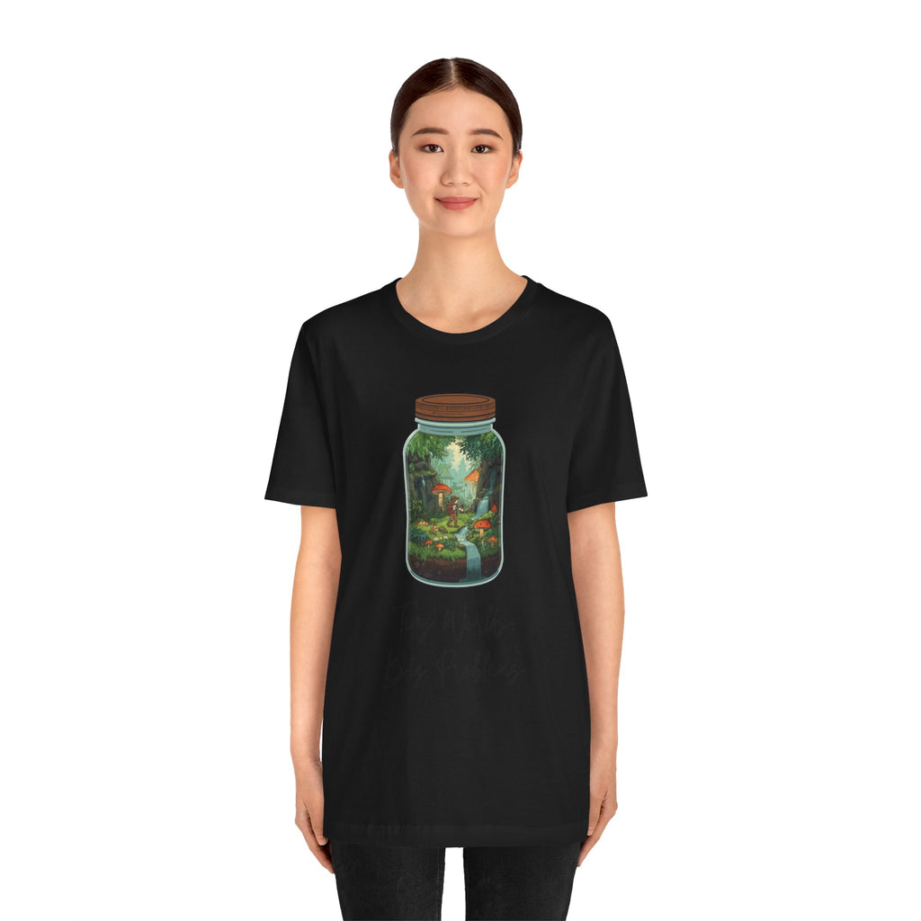 Tiny World Tee — Jar Terrarium Graphic T‑Shirt ("Tiny World, Big Problems")