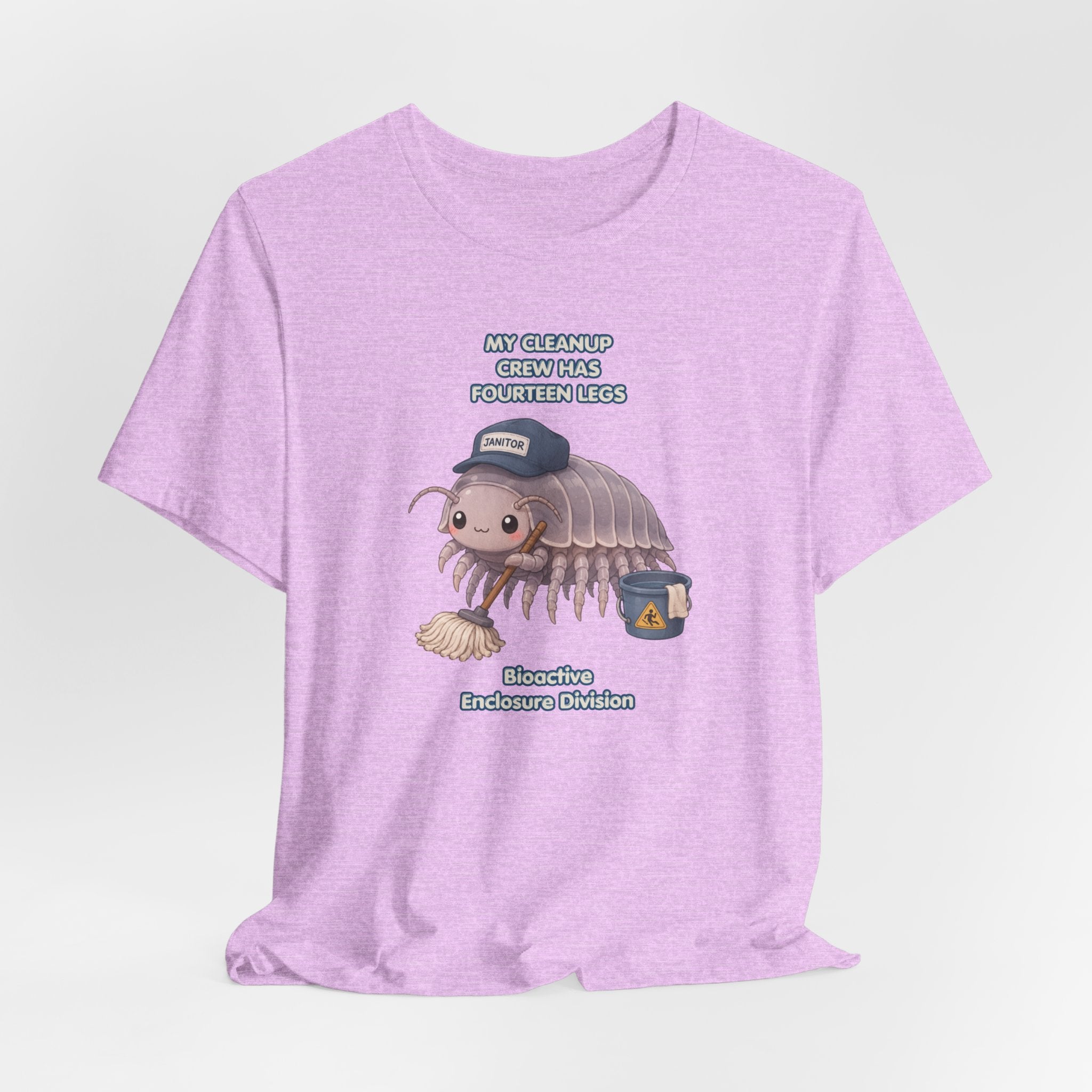 Isopod Janitor T-Shirt — Cute Pillbug Cleanup Shirt ("My Cleanup Crew Has Fourteen Legs")