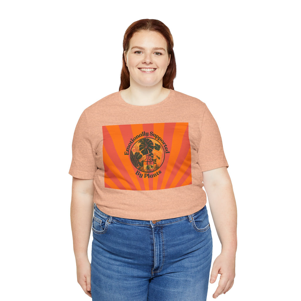 Retro Sunburst Plant Tee — “Emotionally Supported by Plants”
